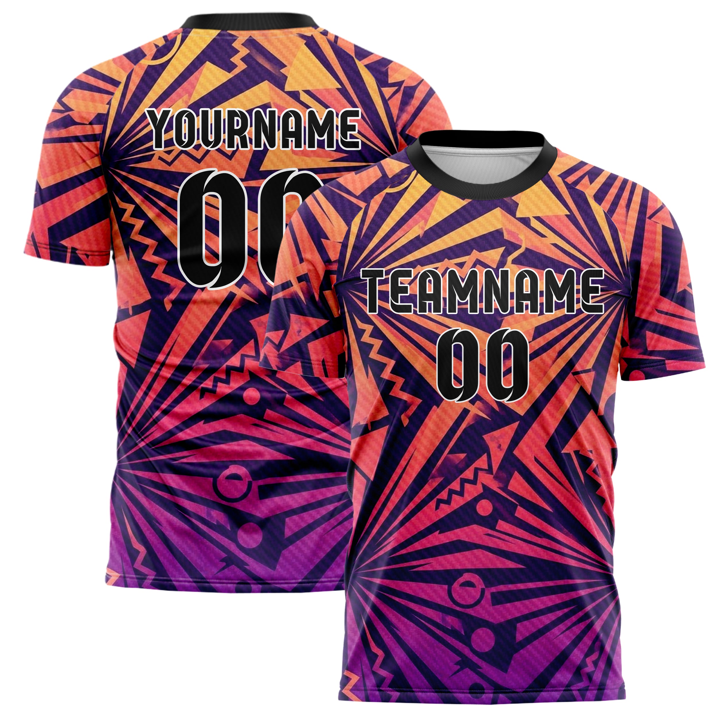 Sonnenuntergang Farbverlauf Warm 90er Jahre Jahre geometrisch Spritzer individuelles Fußballtrikot
