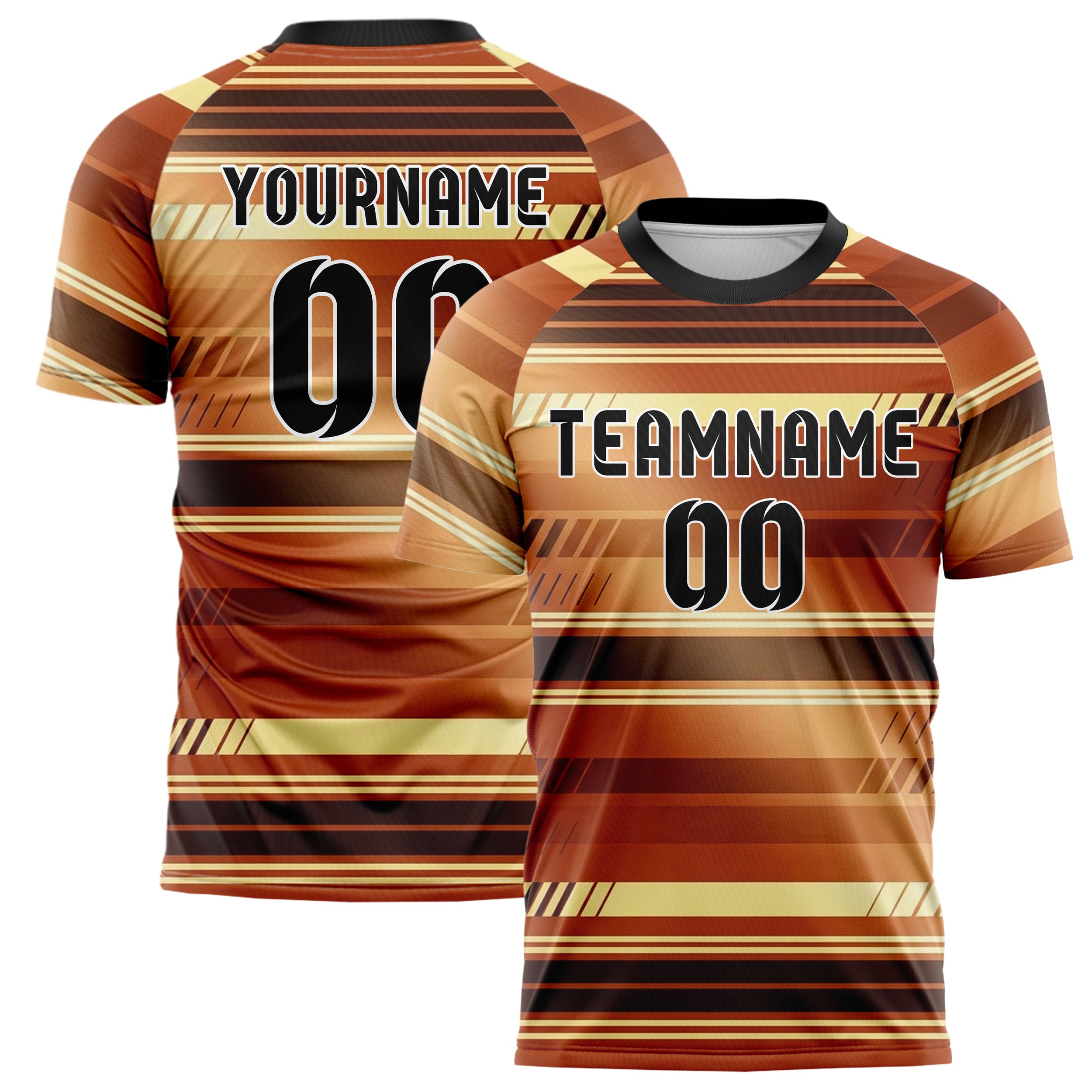 Rost Braun Creme Retro Racing Streifen individuelles Fußballtrikot