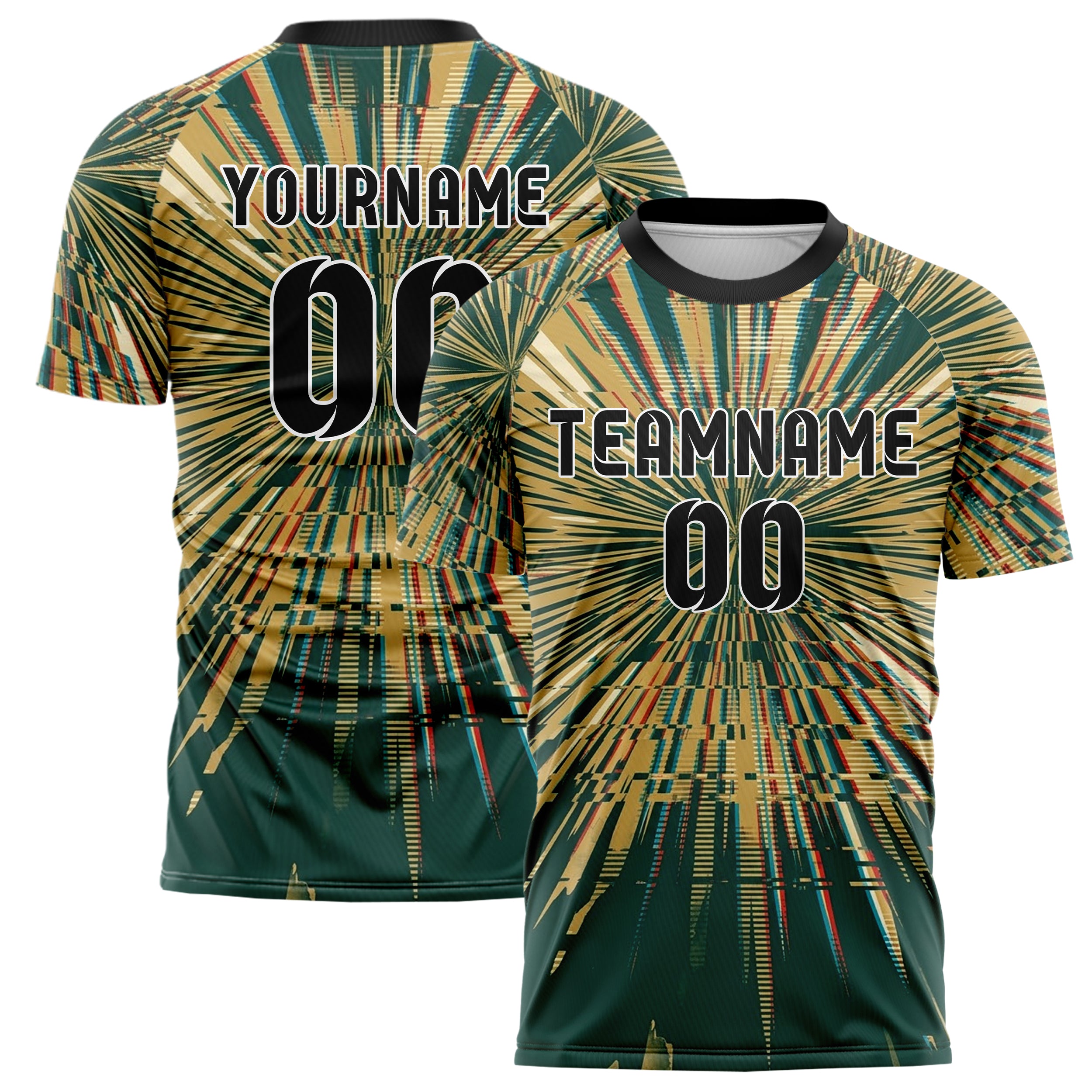 Jade Gold Creme VHS Glitch Retro individuelles Fußballtrikot