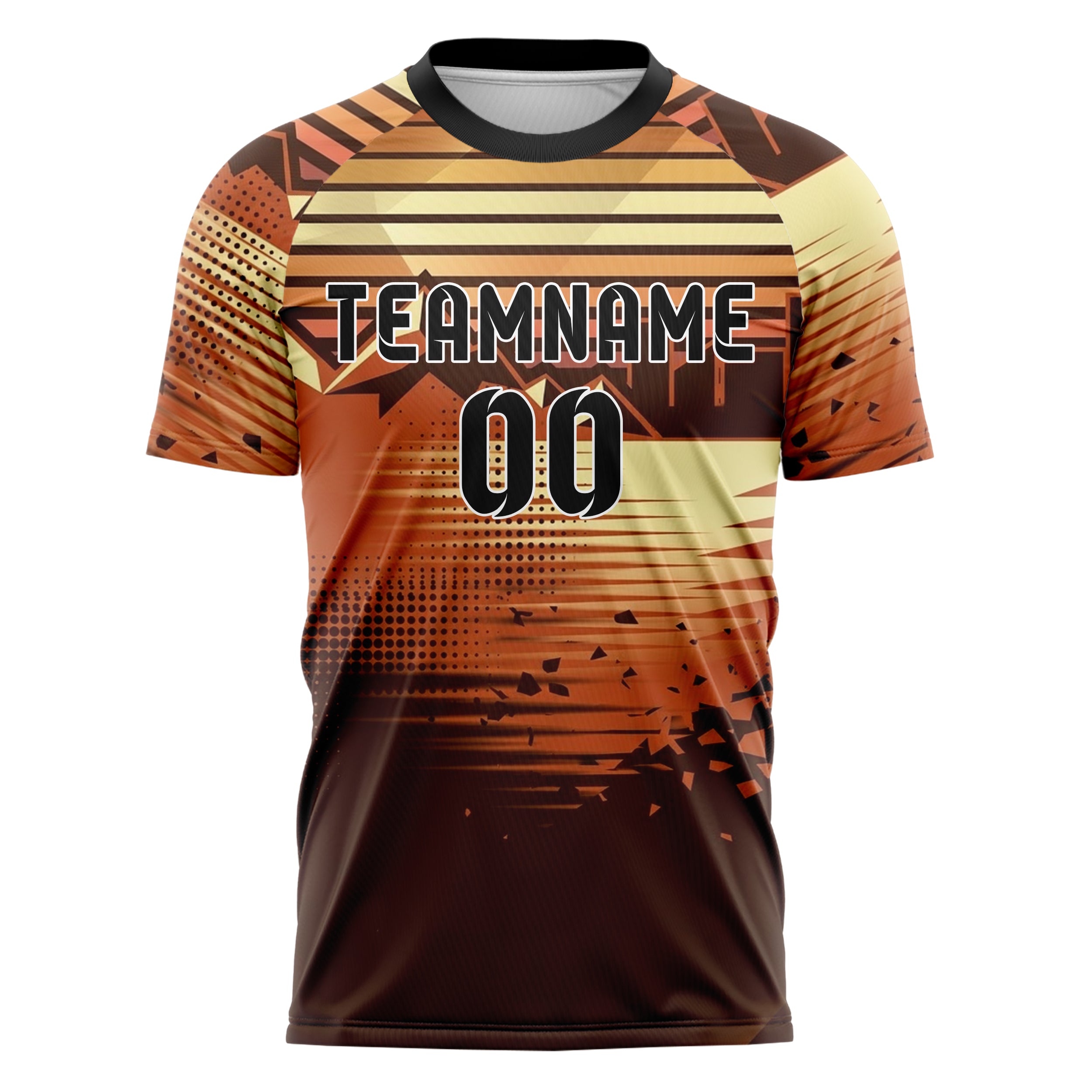 Rost Braun Creme Retro Sonnenuntergang Farbverlauf individuelles Fußballtrikot
