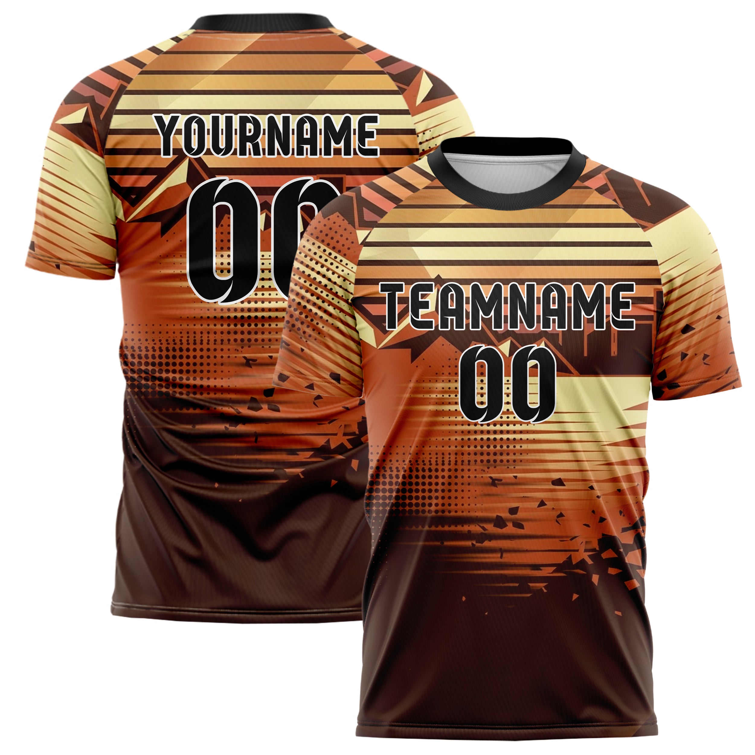 Rost Braun Creme Retro Sonnenuntergang Farbverlauf individuelles Fußballtrikot