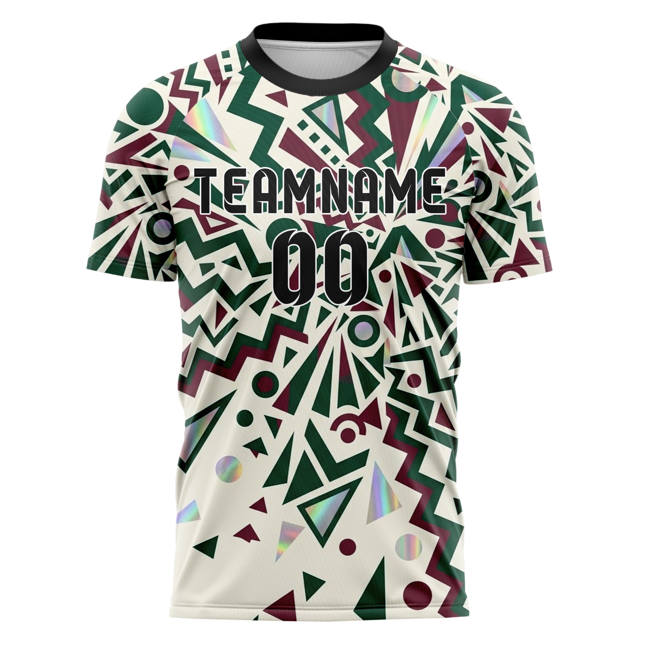 Waldgrün Bordeauxrot Creme 90er Jahre Jahre geometrisch Spritzer individuelles Fußballtrikot