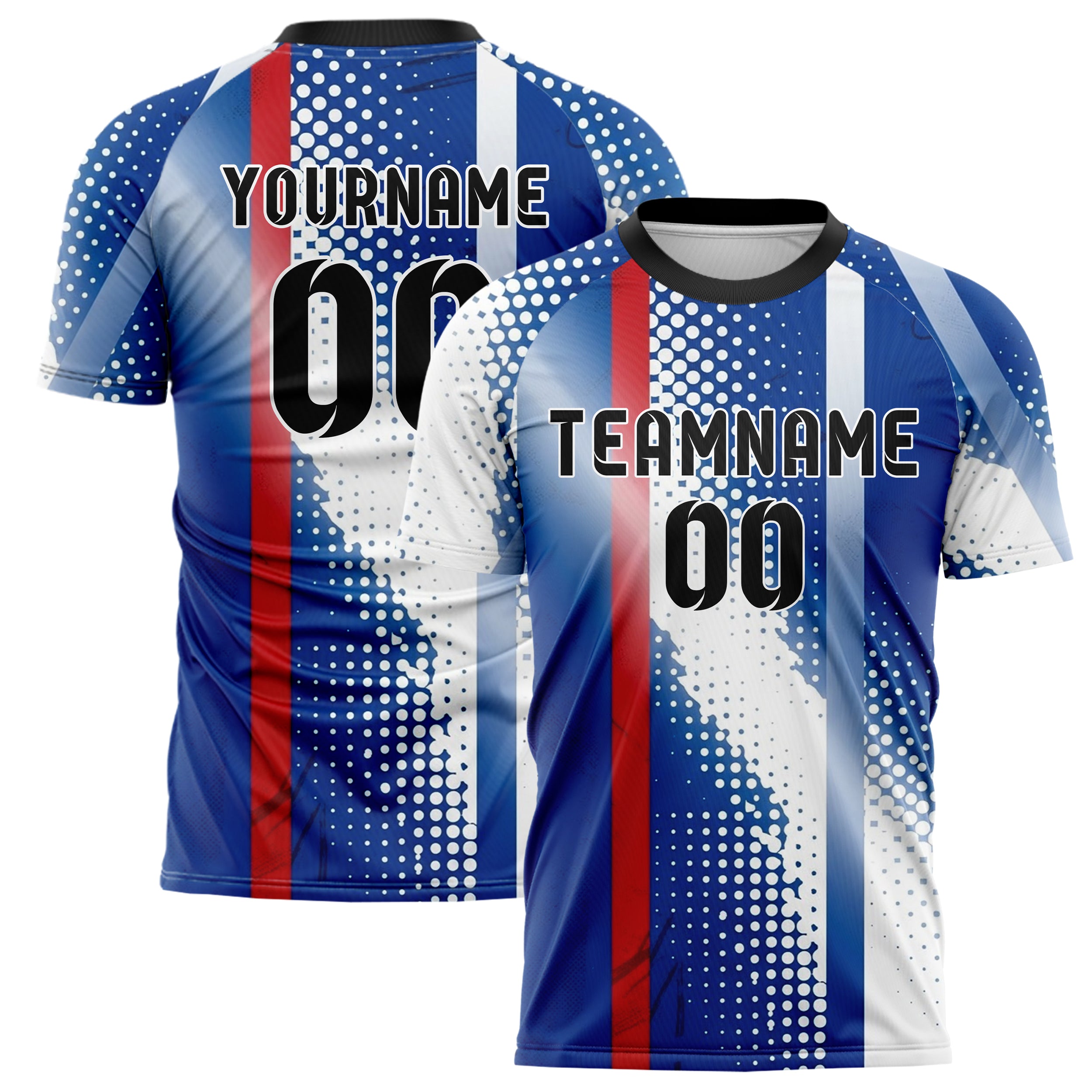 Royal Blau Weiß Rot Halbton Farbverlauf Pop individuelles Fußballtrikot