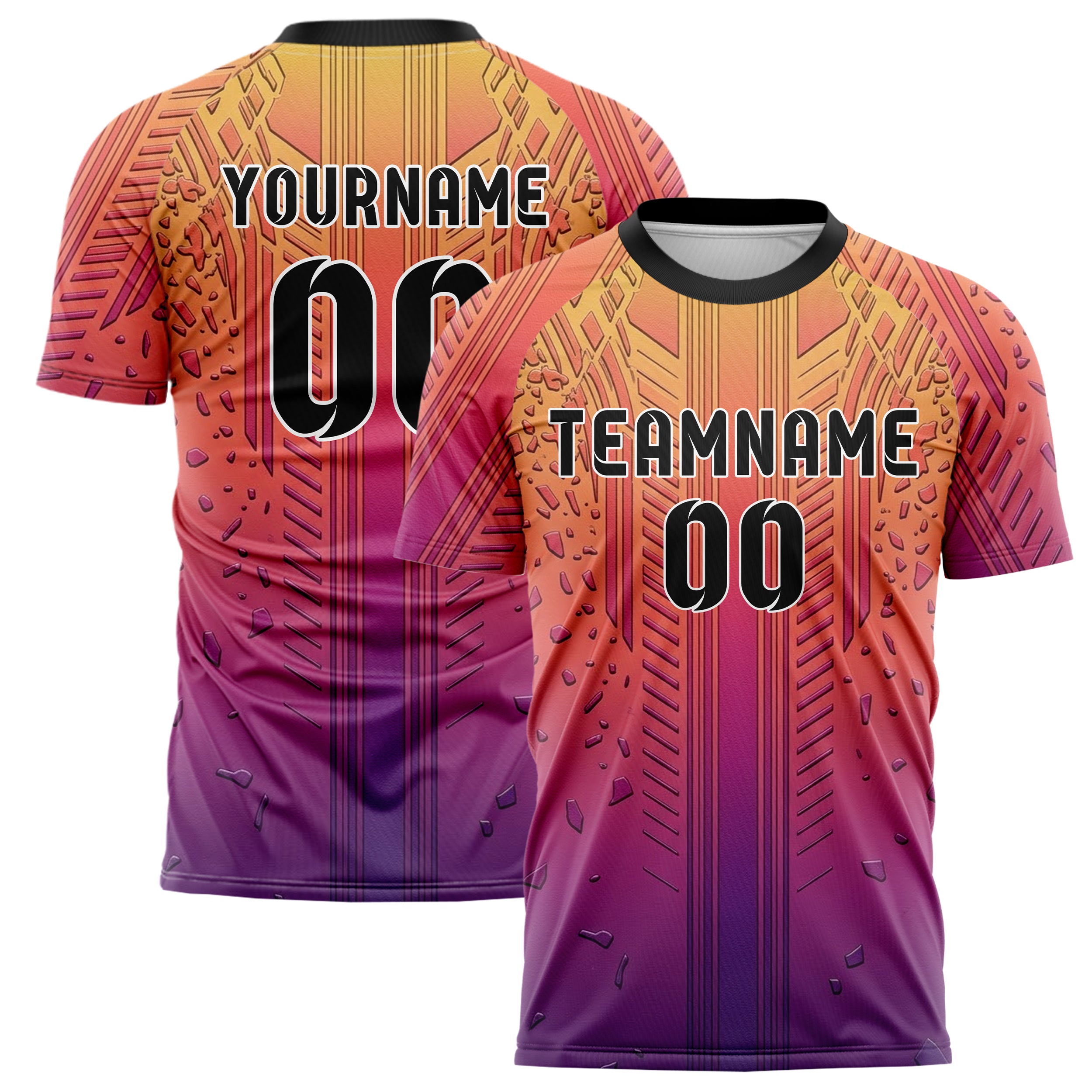 Sonnenuntergang Farbverlauf Warm Retro Racing Streifen individuelles Fußballtrikot