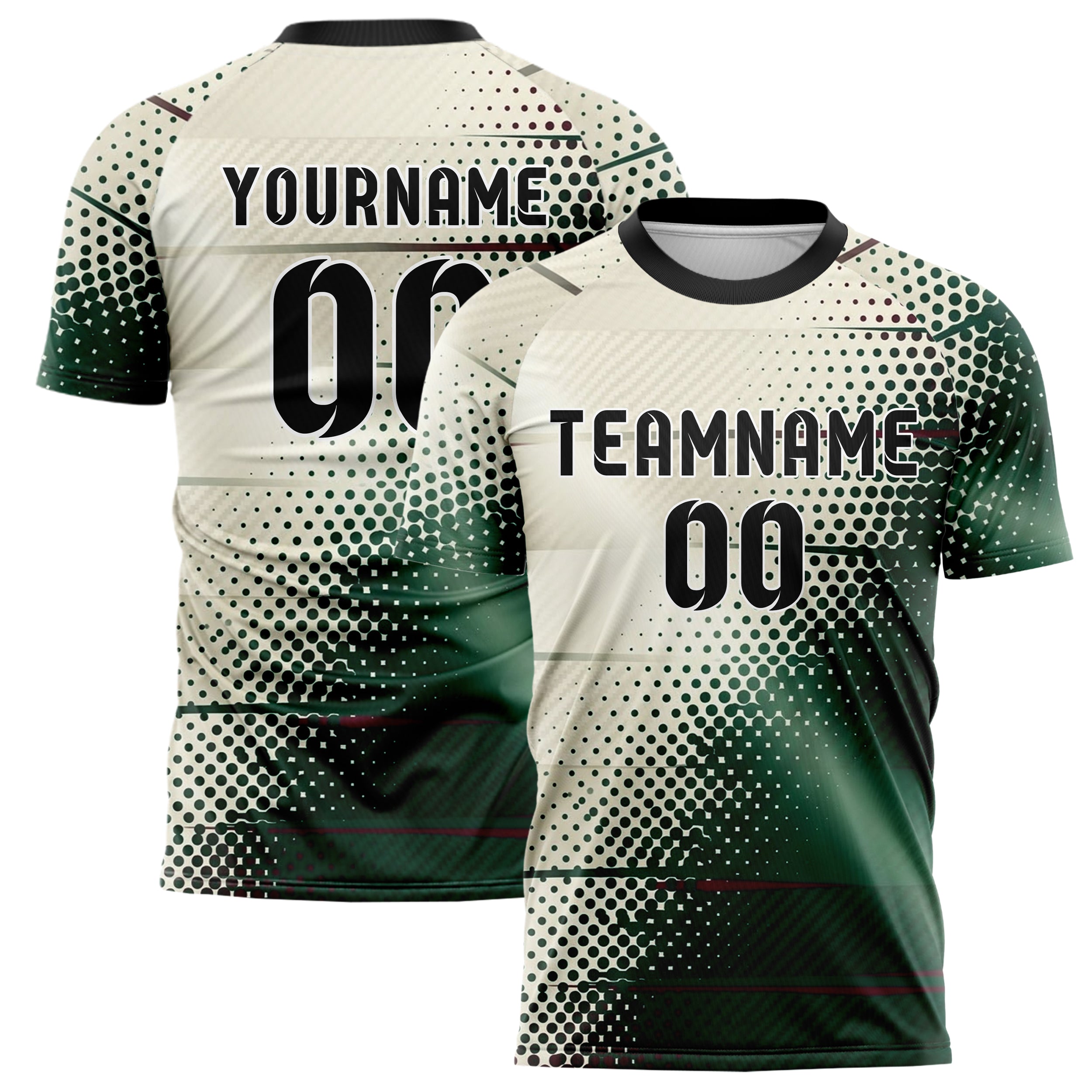 Waldgrün Bordeauxrot Creme Halbton Farbverlauf Pop individuelles Fußballtrikot
