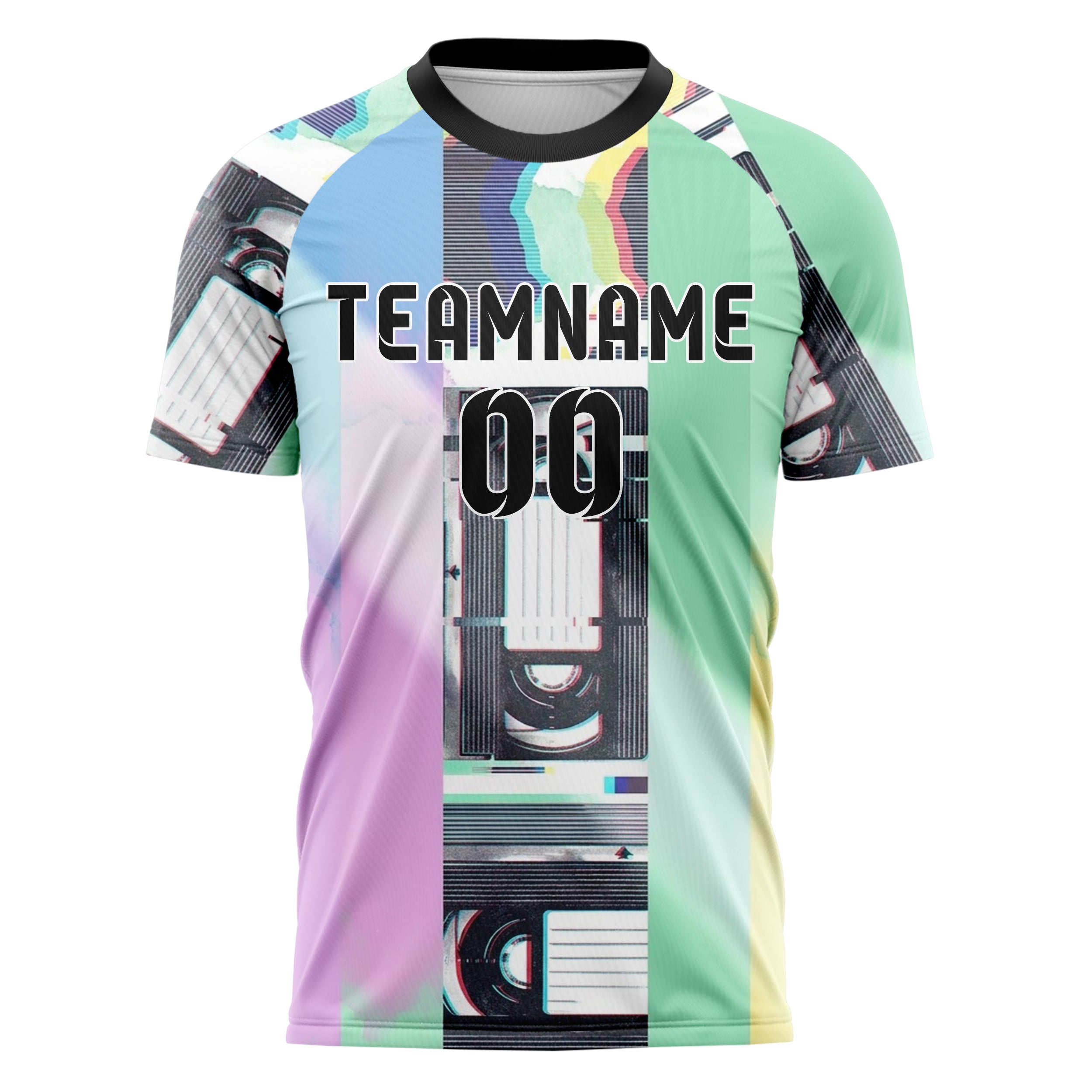 Pastell Multicolor Tie Dye VHS Glitch Retro individuelles Fußballtrikot