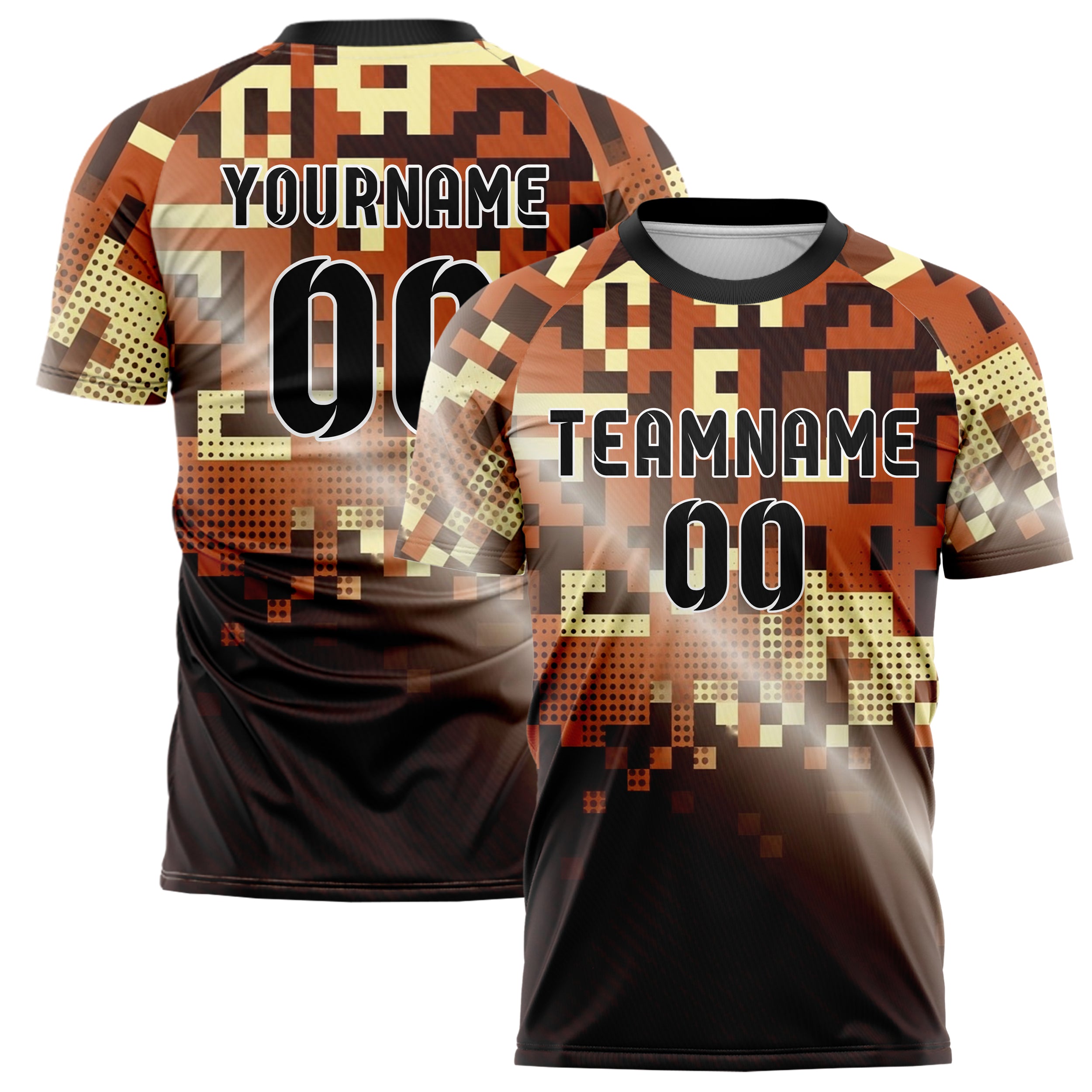 Rost Braun Creme Pixel Kunst 8 Bit individuelles Fußballtrikot