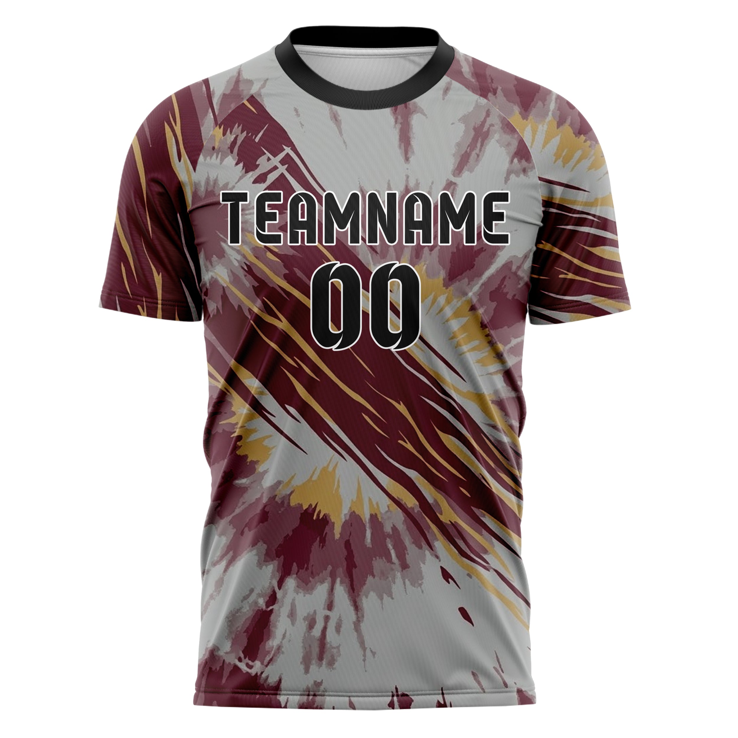 Grau Kastanienbraun Gold Tie Dye Festival Waschung individuelles Fußballtrikot