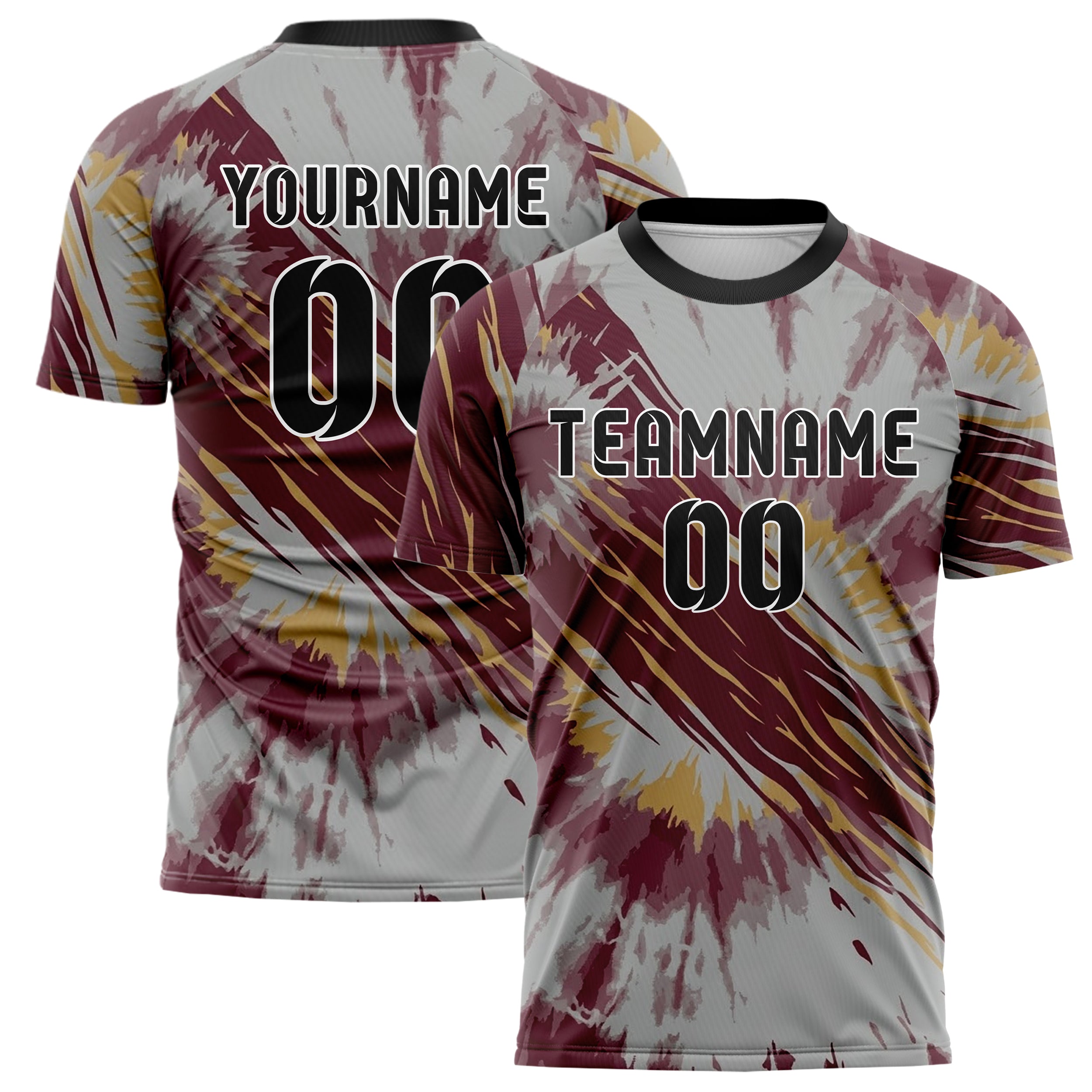 Grau Kastanienbraun Gold Tie Dye Festival Waschung individuelles Fußballtrikot