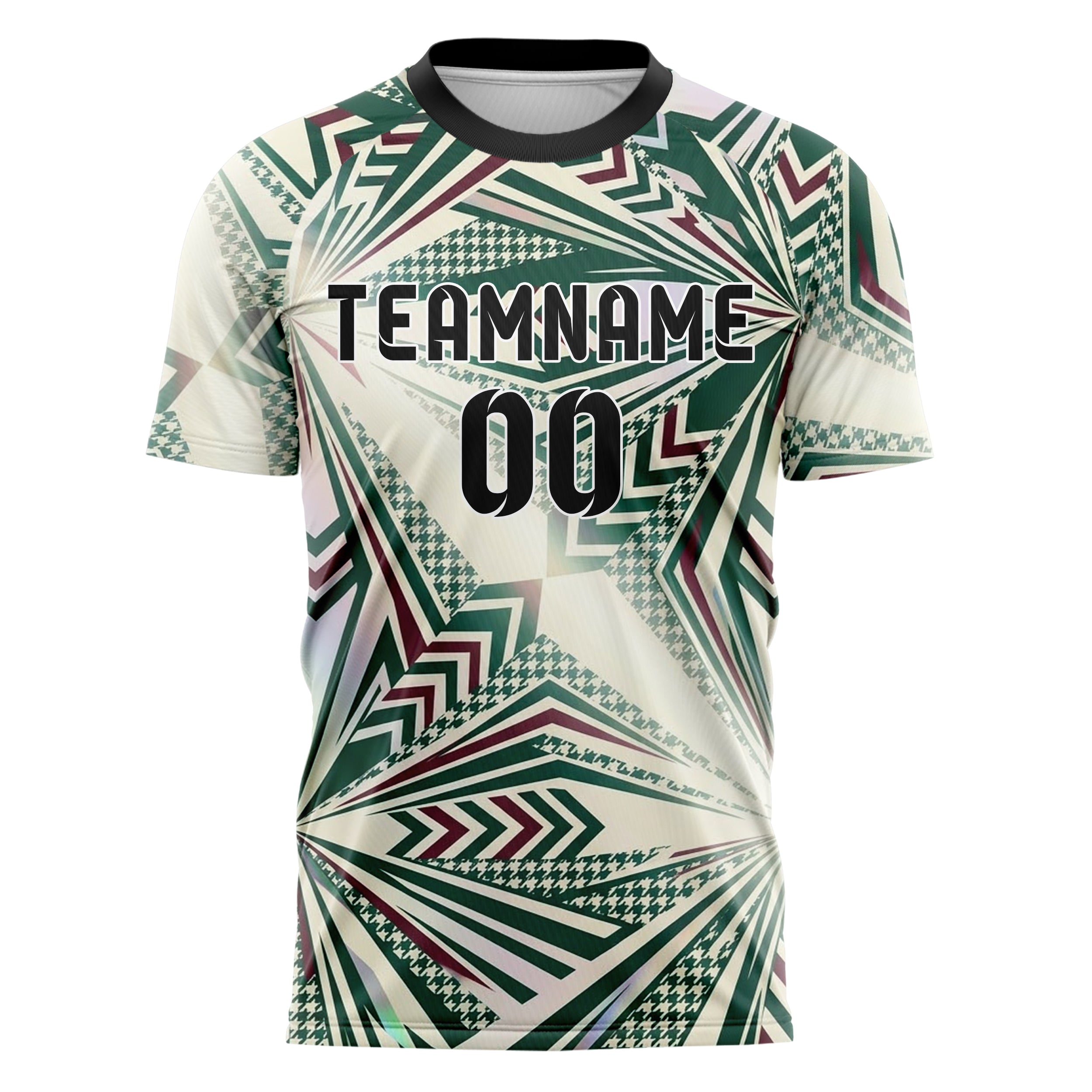 Waldgrün Bordeauxrot Creme Retro Streifen Heritage individuelles Fußballtrikot
