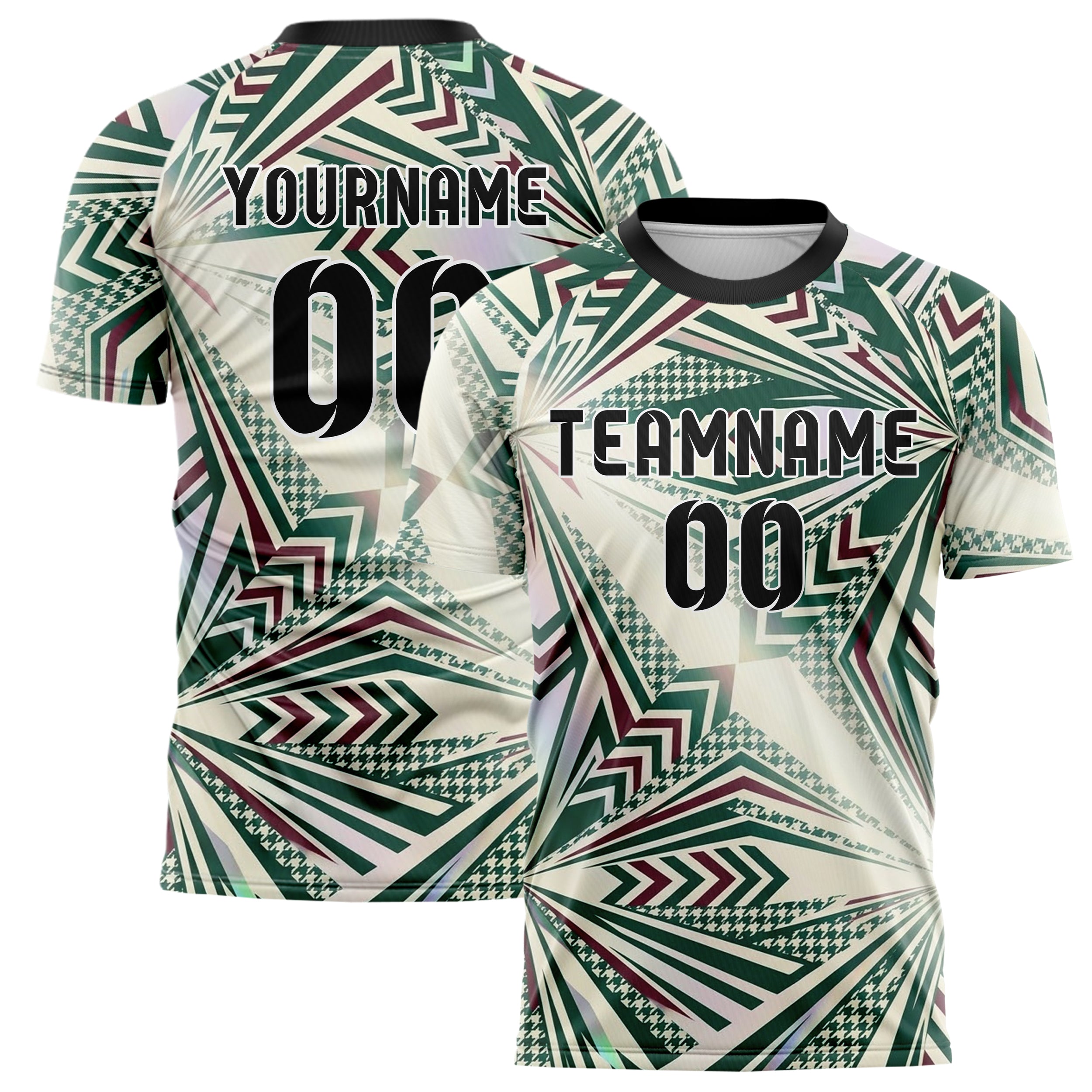 Waldgrün Bordeauxrot Creme Retro Streifen Heritage individuelles Fußballtrikot
