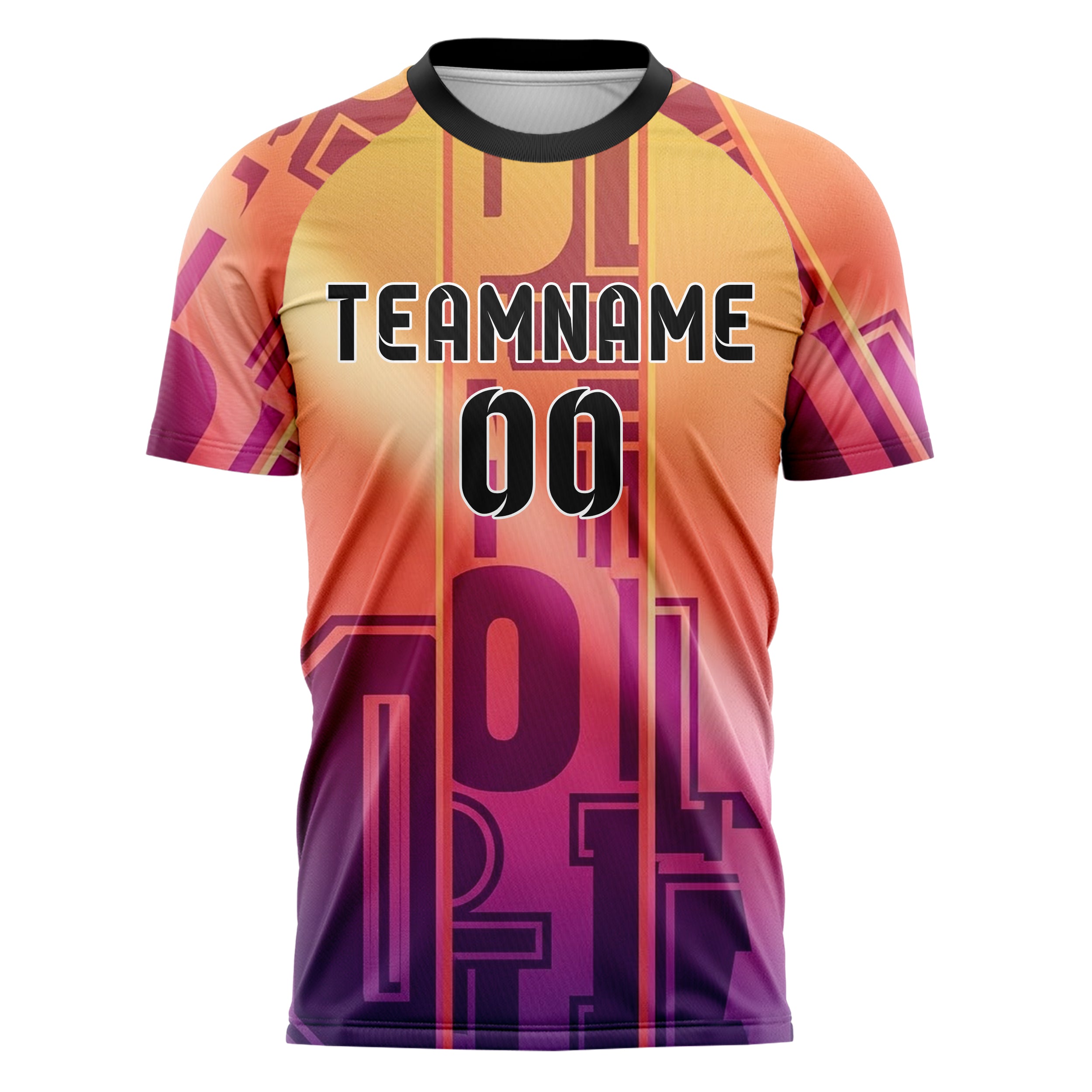 Sonnenuntergang Farbverlauf Warm Varsity Buchstabe Block individuelles Fußballtrikot