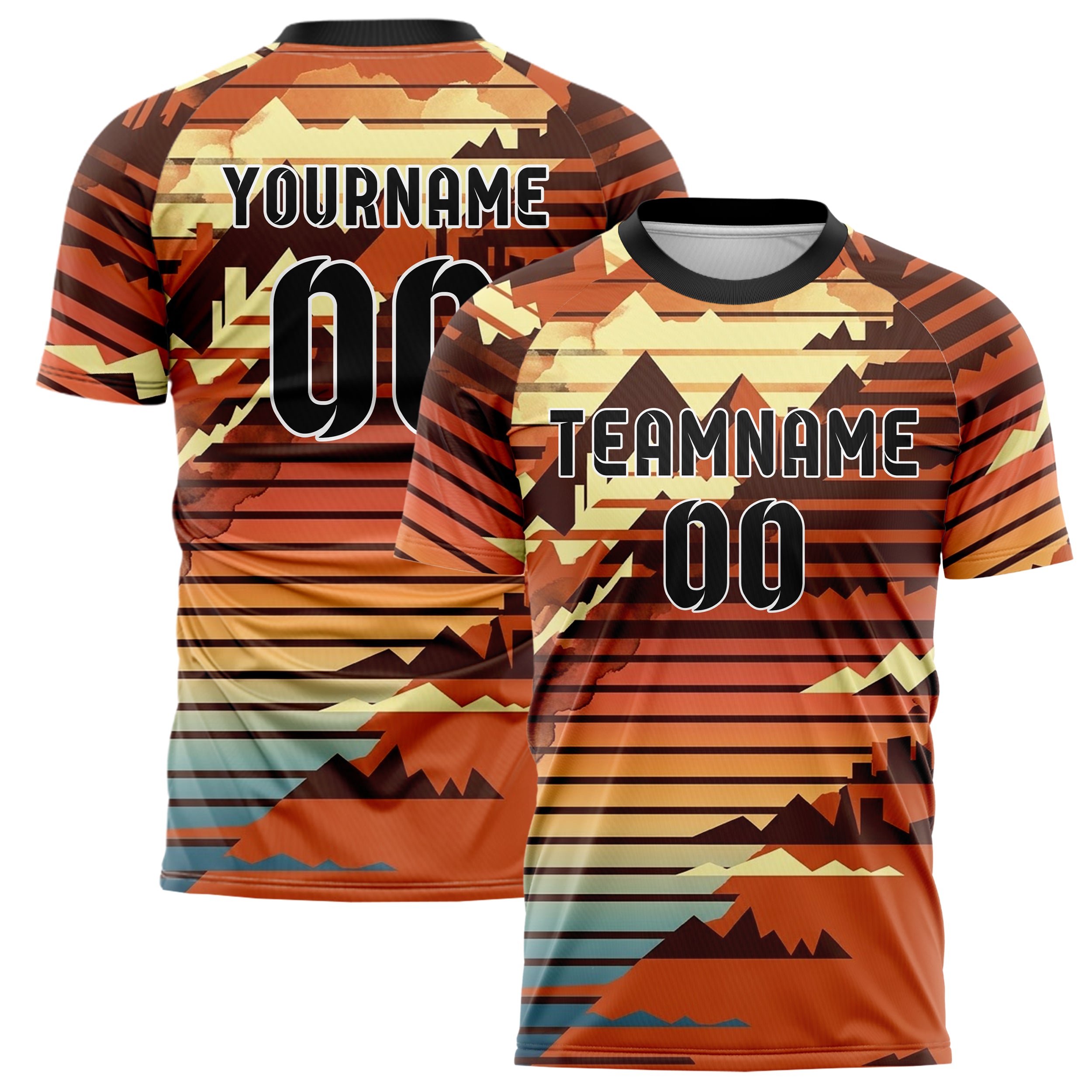 Rost Braun Creme Retro Sonnenuntergang Farbverlauf individuelles Fußballtrikot