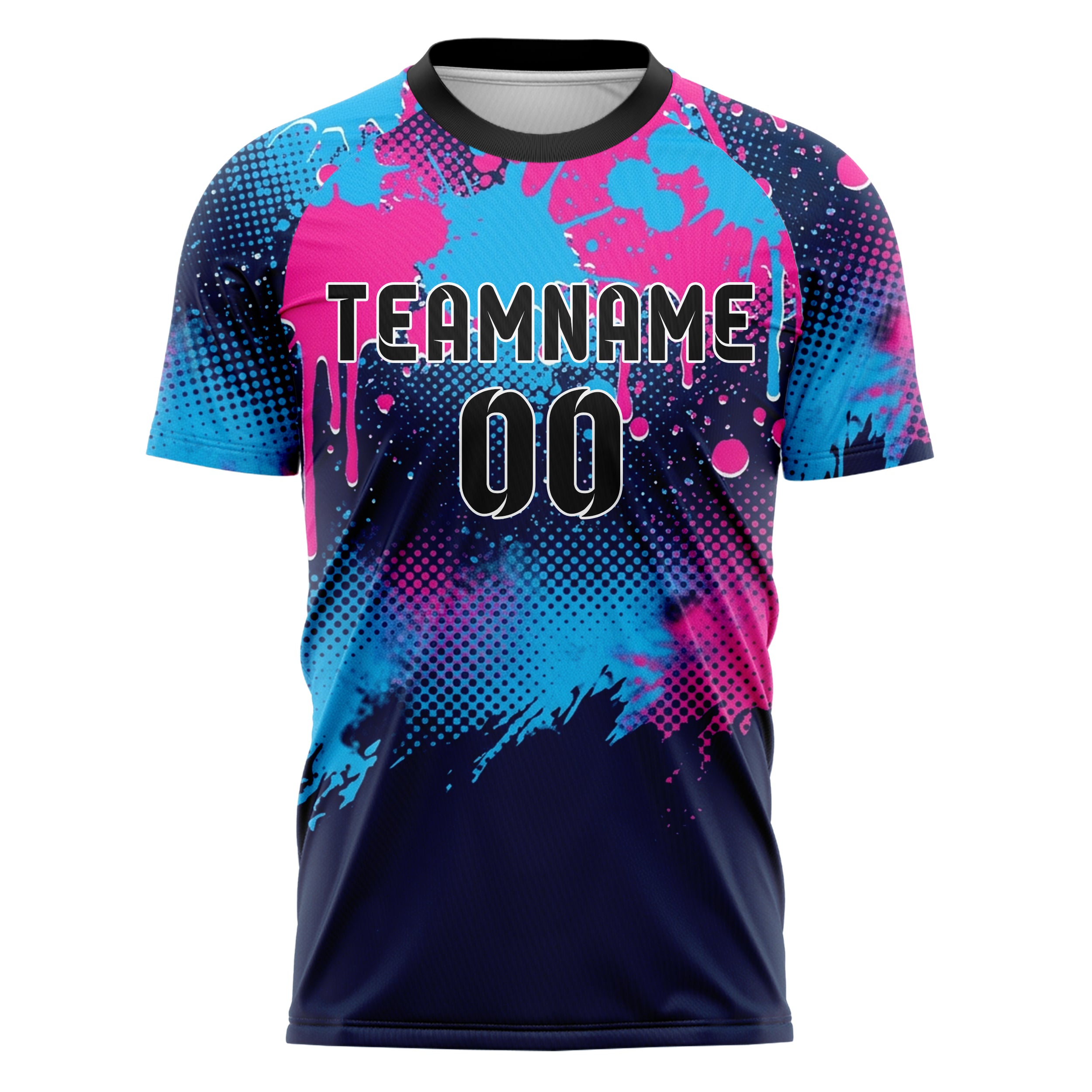 Marineblau Pink Himmelblau Farbspritzer Explosion individuelles Fußballtrikot