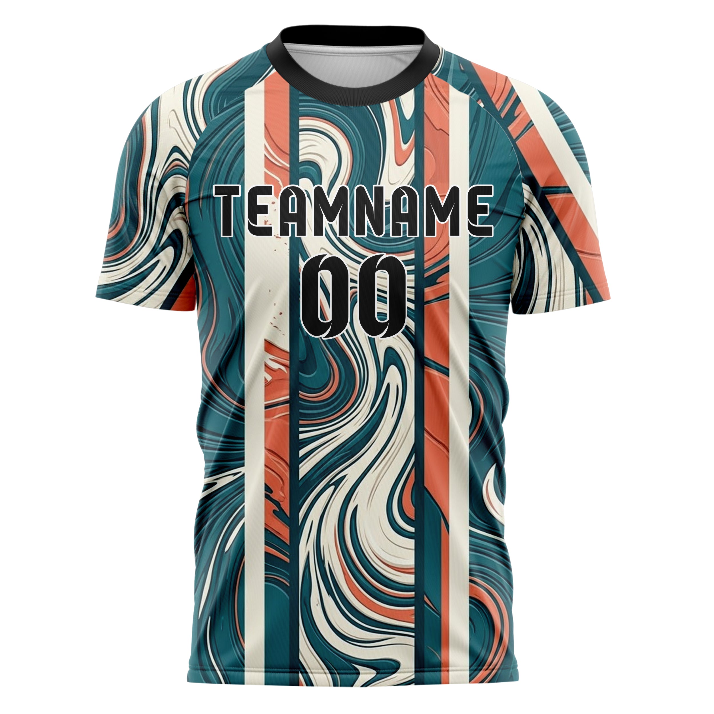 Weiß Petrol Koralle flüssiger Marmor Farbfluss individuelles Fußballtrikot