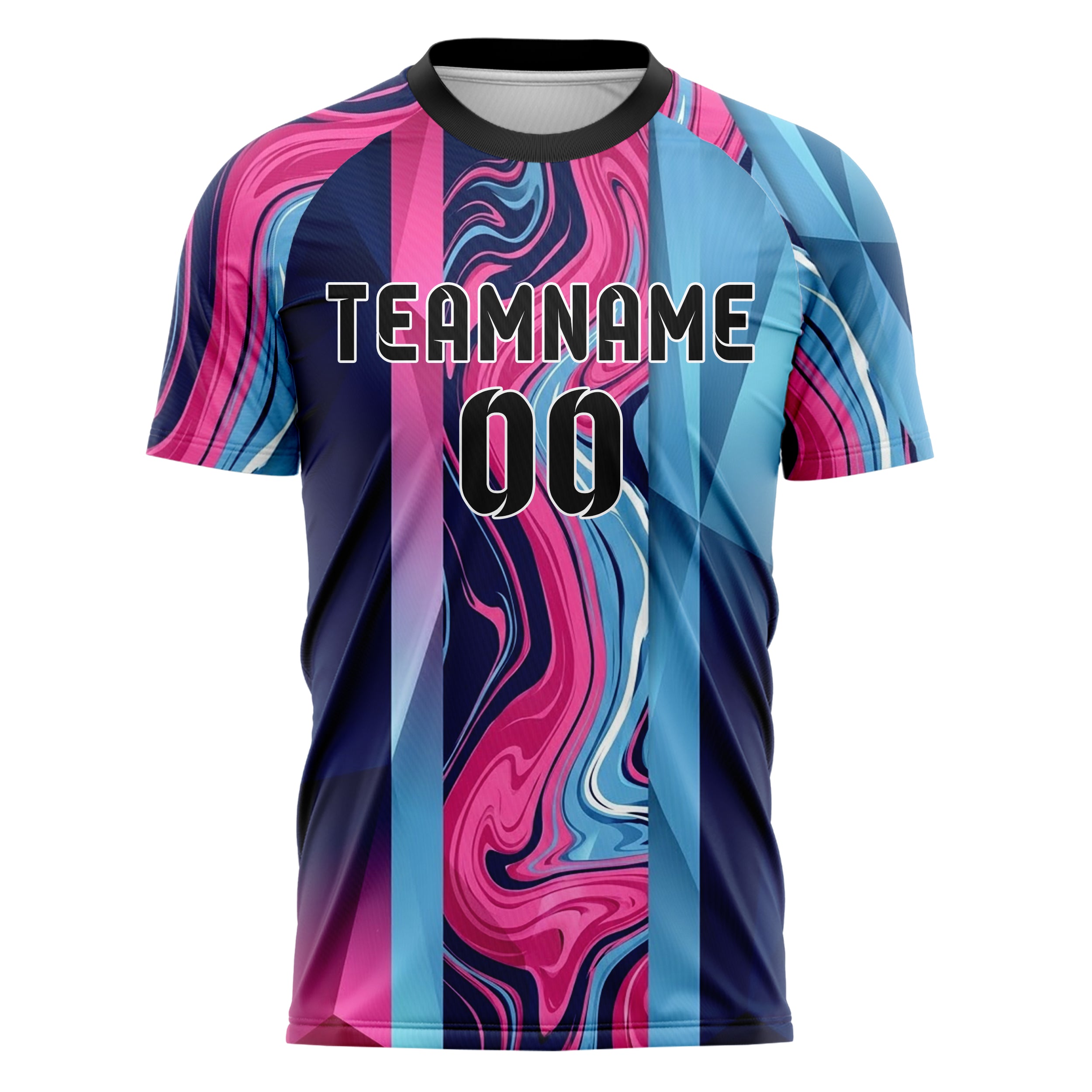 Marineblau Pink Himmelblau flüssiger Marmor Farbfluss individuelles Fußballtrikot