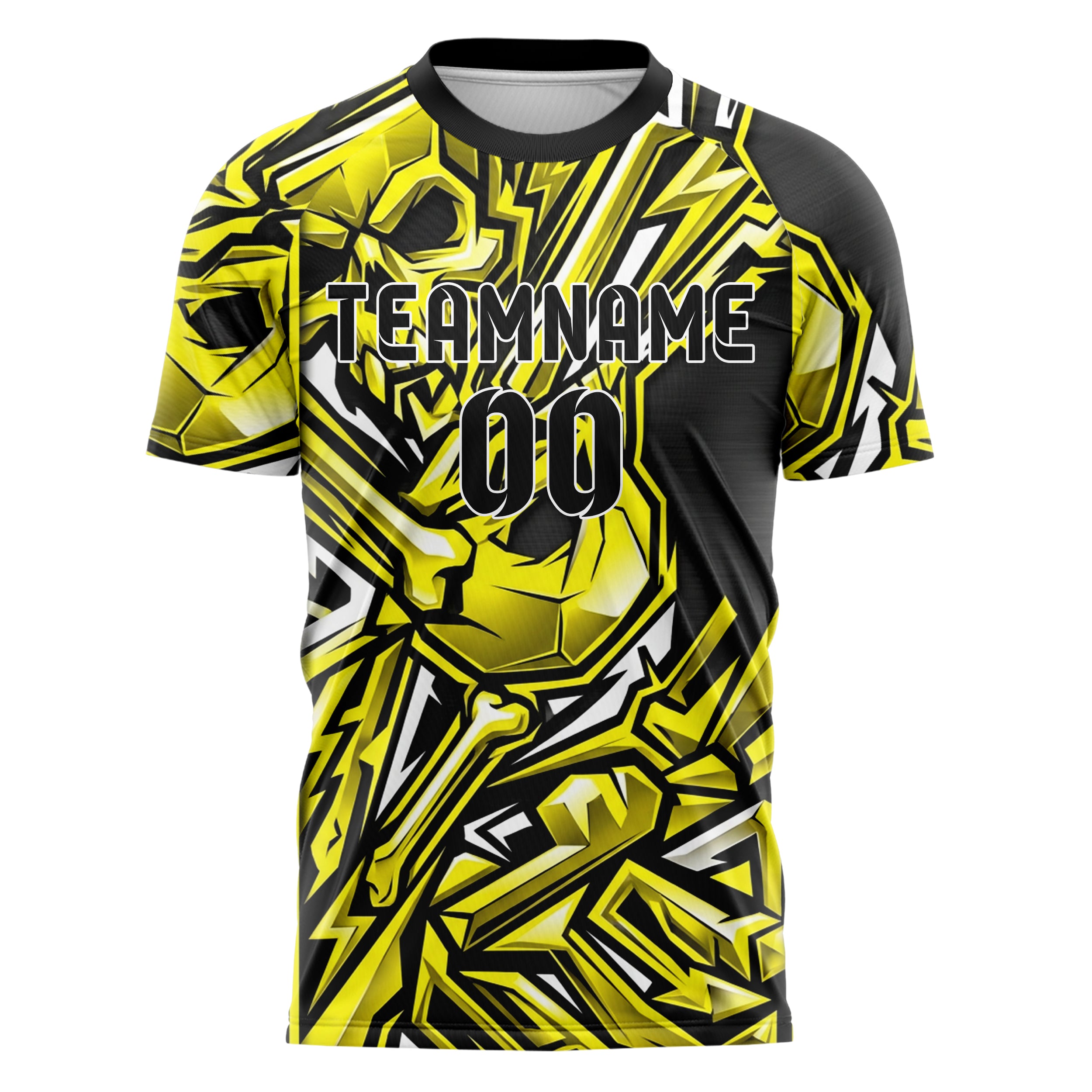 Schwarz Gelb Weiß Skateboard Deck Grafik individuelles Fußballtrikot
