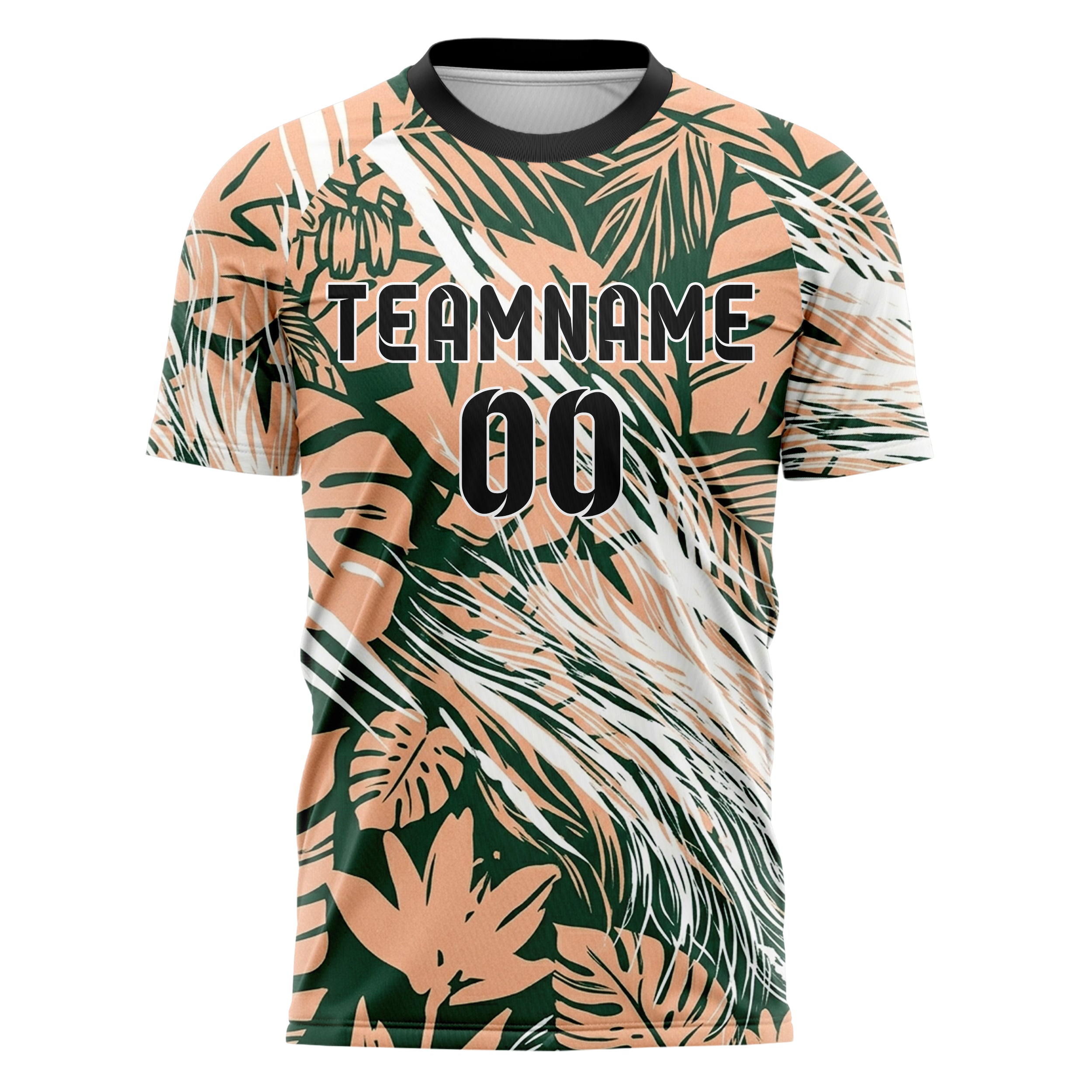 Waldgrün Pfirsich Weiß markantes tropisch botanisches Design individuelles Fußballtrikot