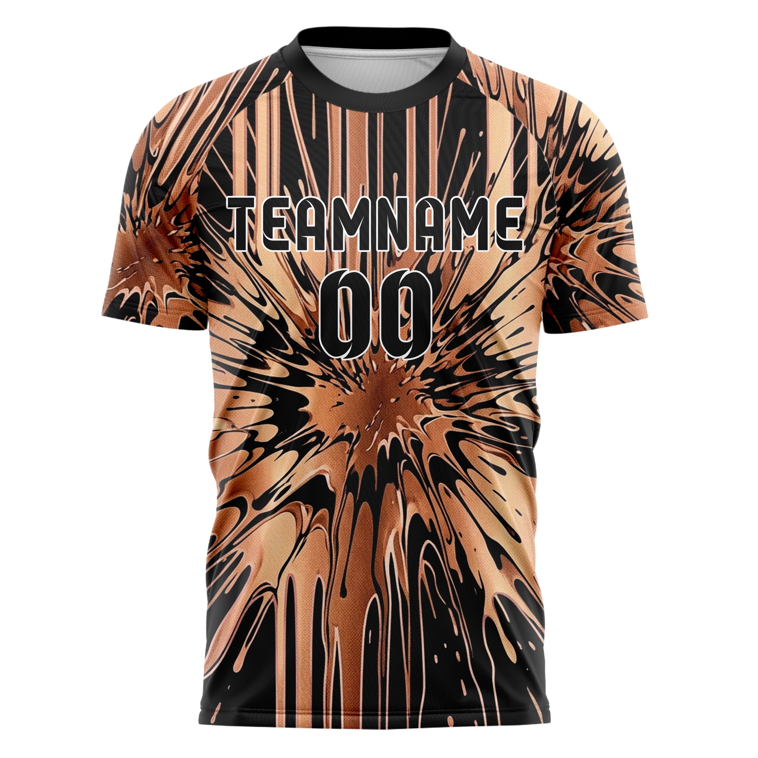Kupfer Schwarz Roségold abstrakter Tropf  und Farbfluss individuelles Fußballtrikot