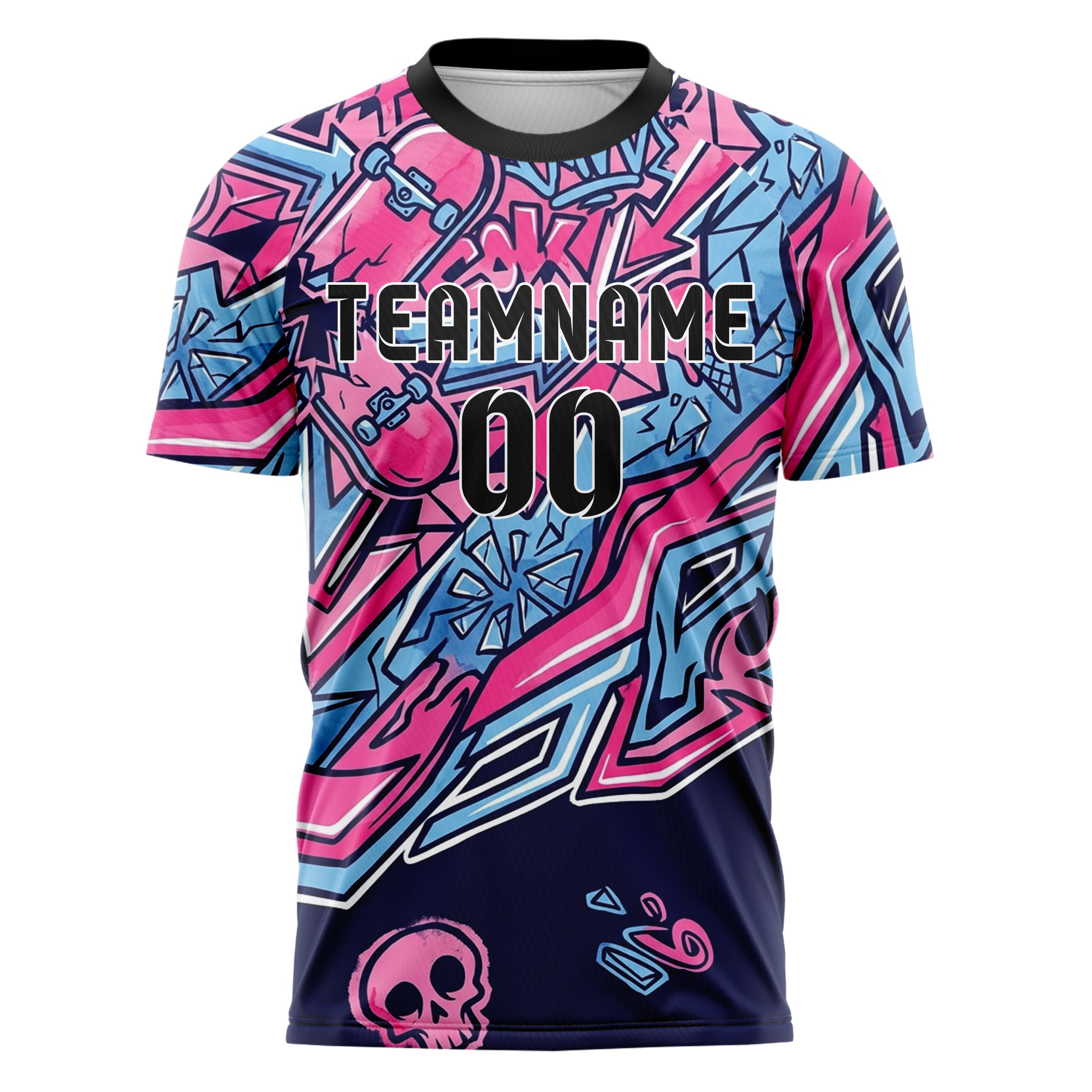Marineblau Pink Himmelblau Skateboard Deck Grafik individuelles Fußballtrikot