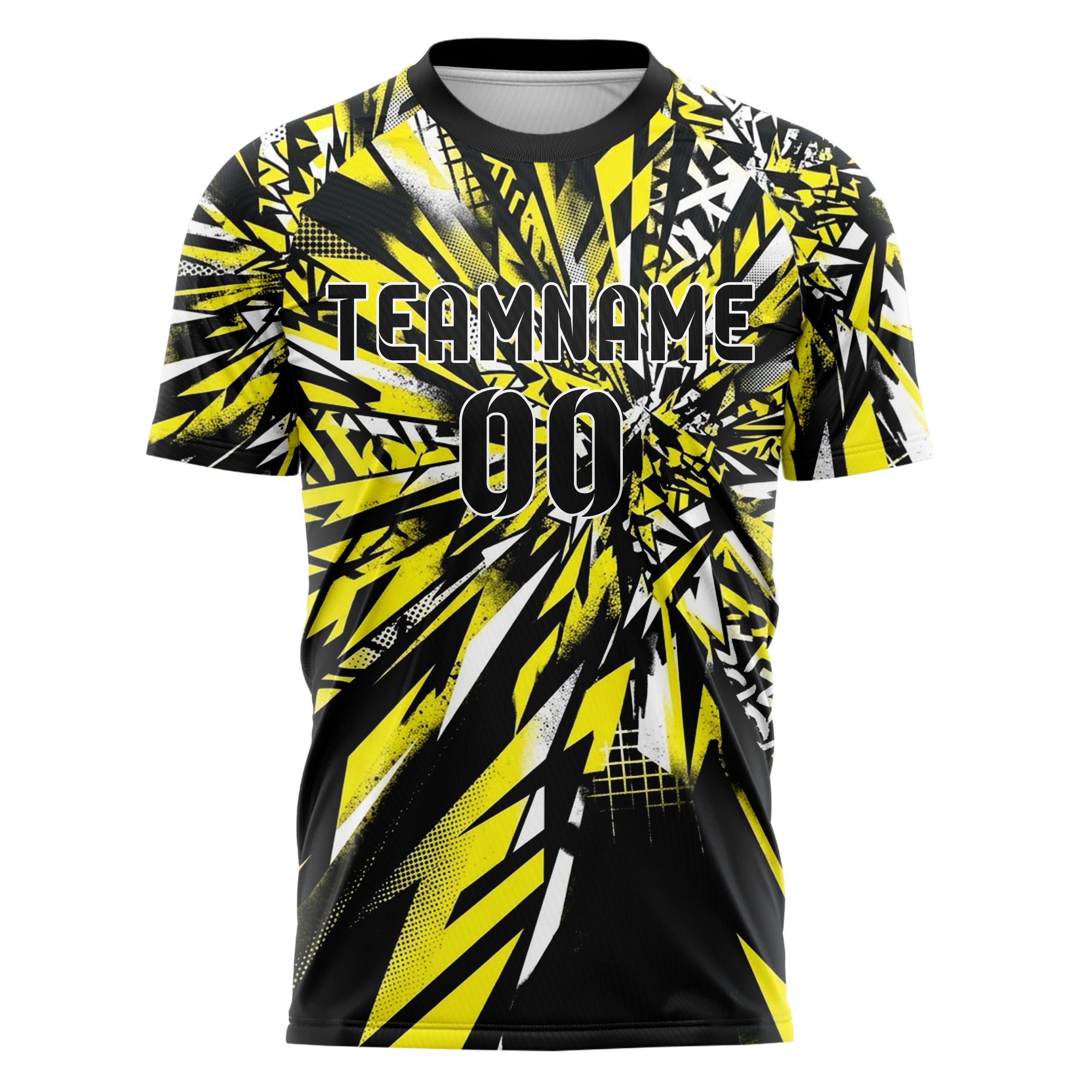 Schwarz Gelb Weiß urbane Graffiti Explosion individuelles Fußballtrikot