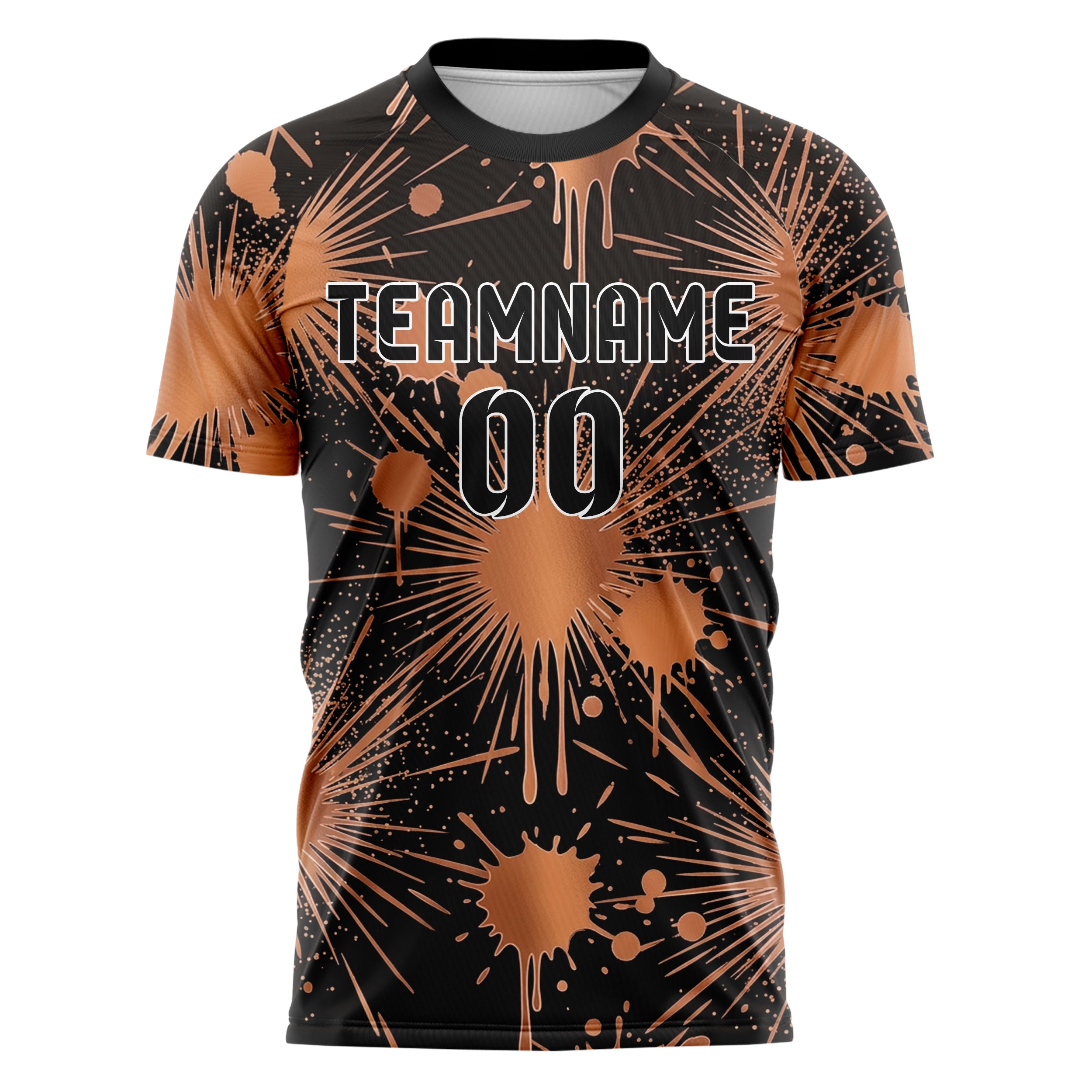 Kupfer Schwarz Roségold Farbspritzer Explosion individuelles Fußballtrikot