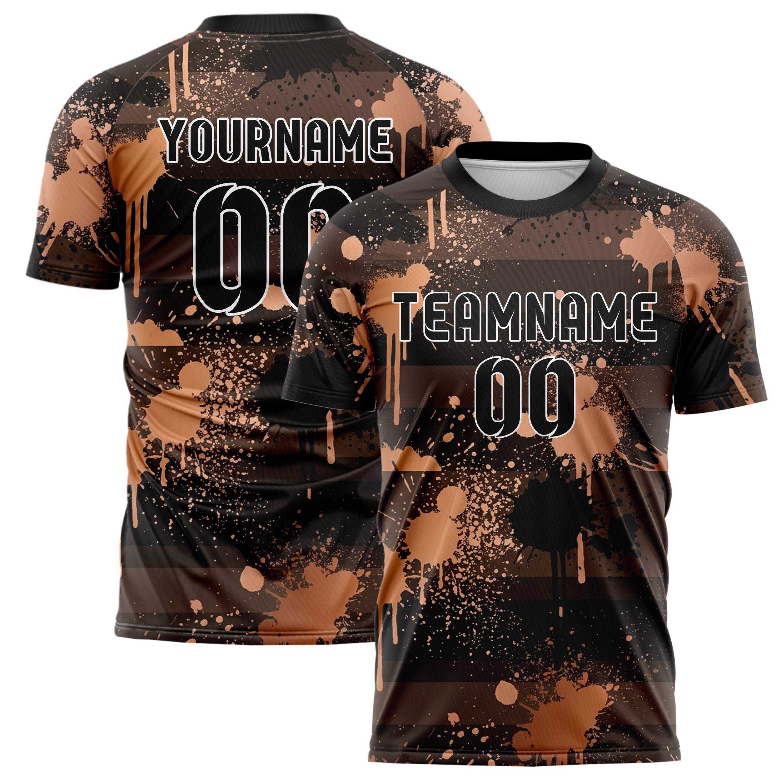 Kupfer Schwarz Roségold Farbspritzer Explosion individuelles Fußballtrikot
