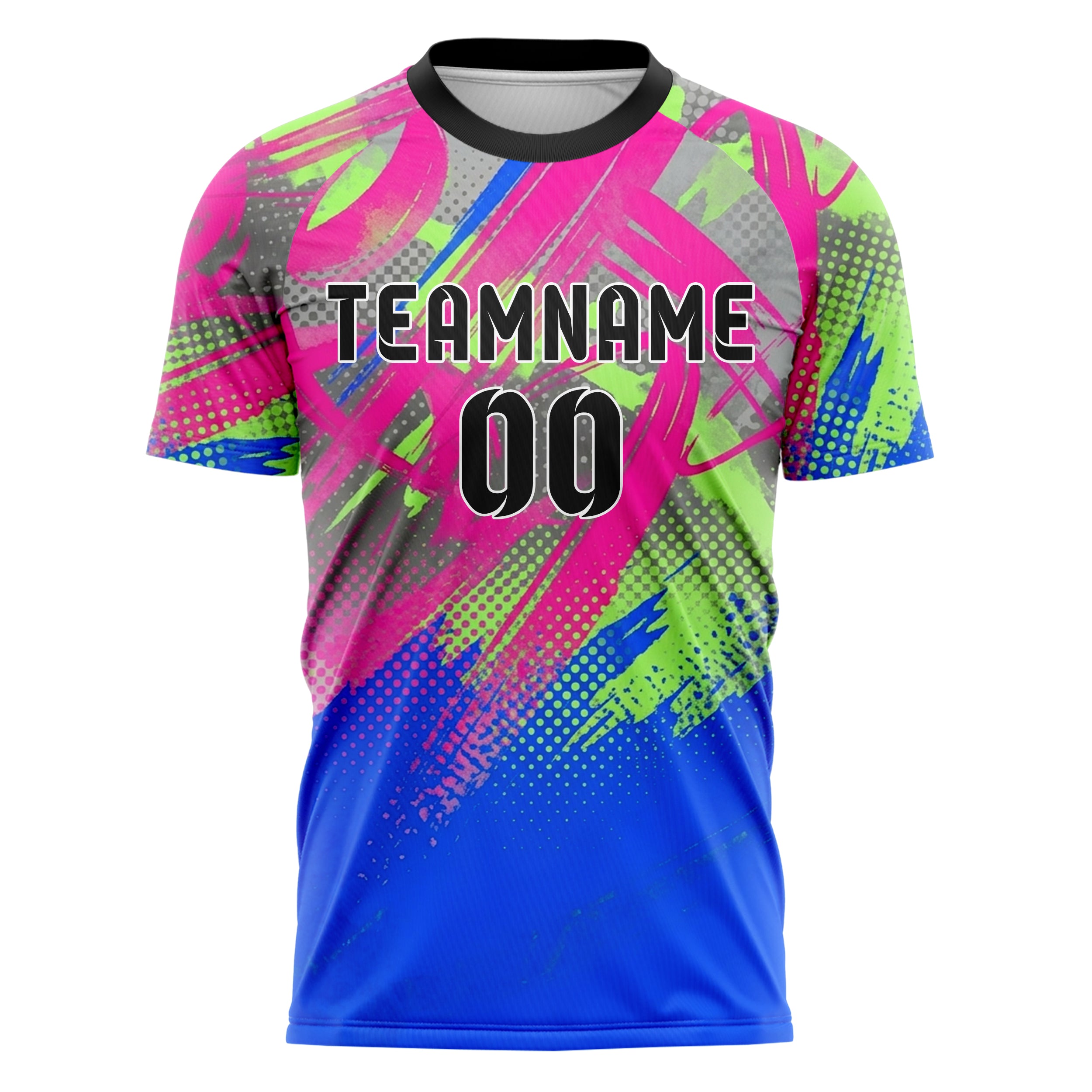 Grau Neon Multicolor gestische Pinselstrich Optik individuelles Fußballtrikot