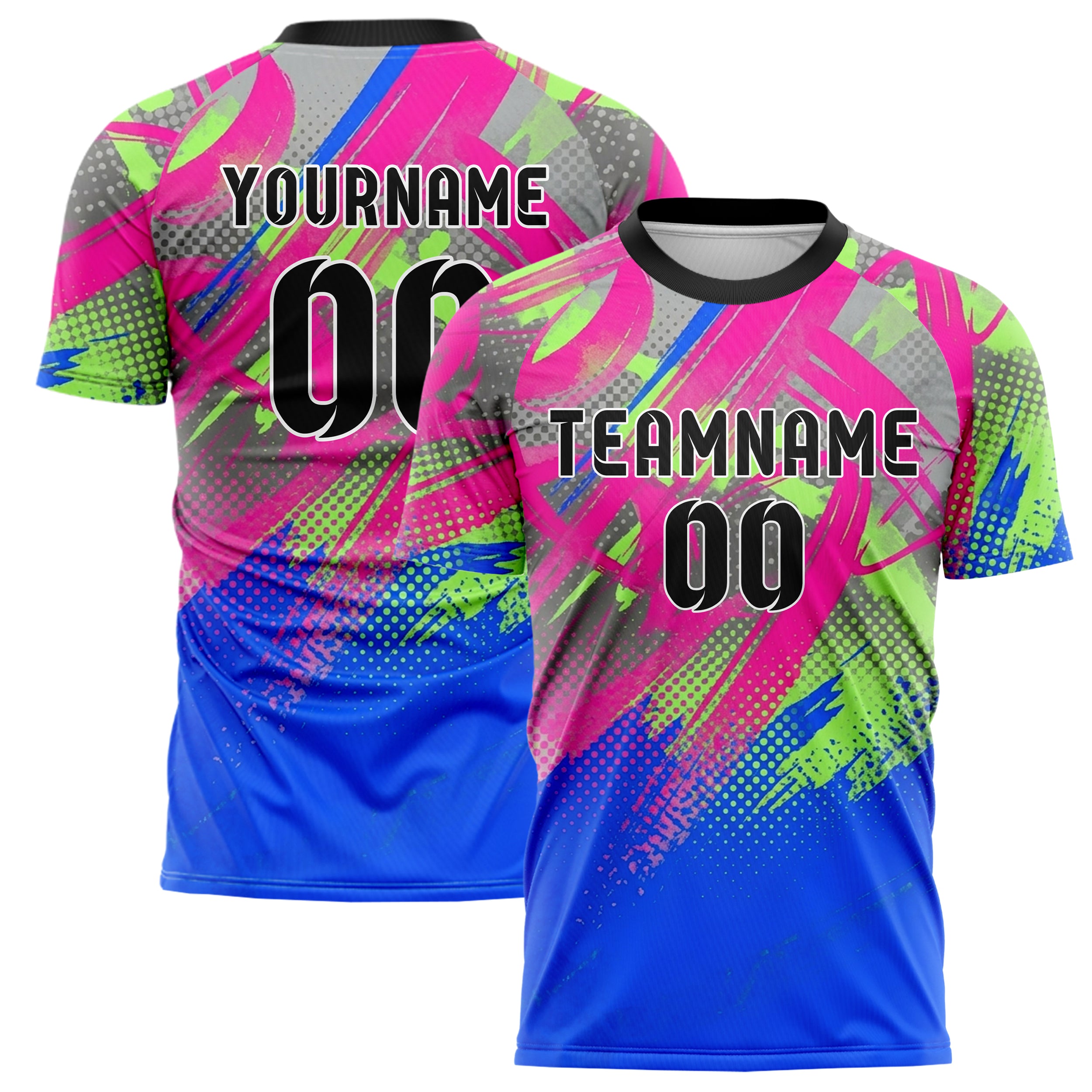 Grau Neon Multicolor gestische Pinselstrich Optik individuelles Fußballtrikot