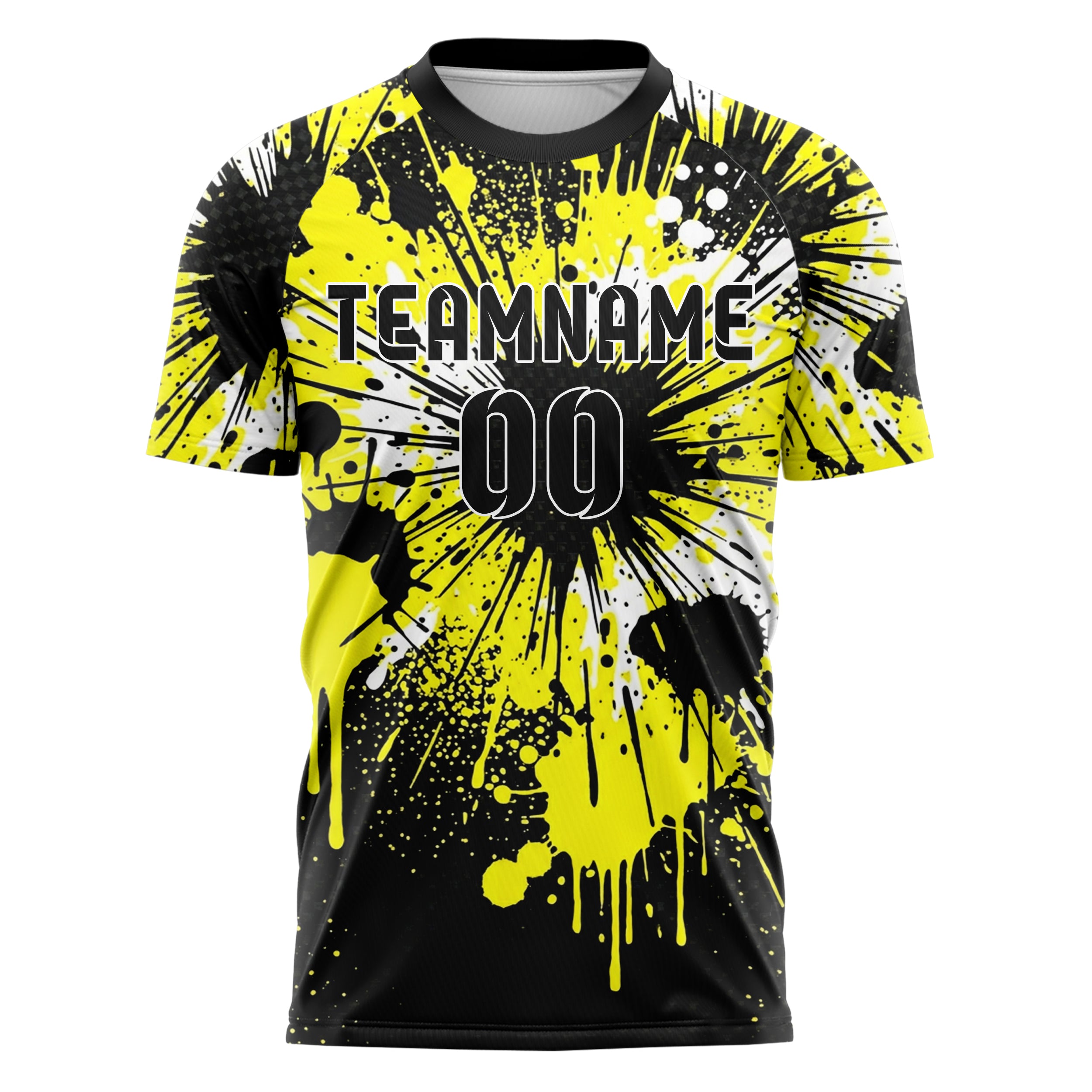 Schwarz Gelb Weiß Farbspritzer Explosion individuelles Fußballtrikot