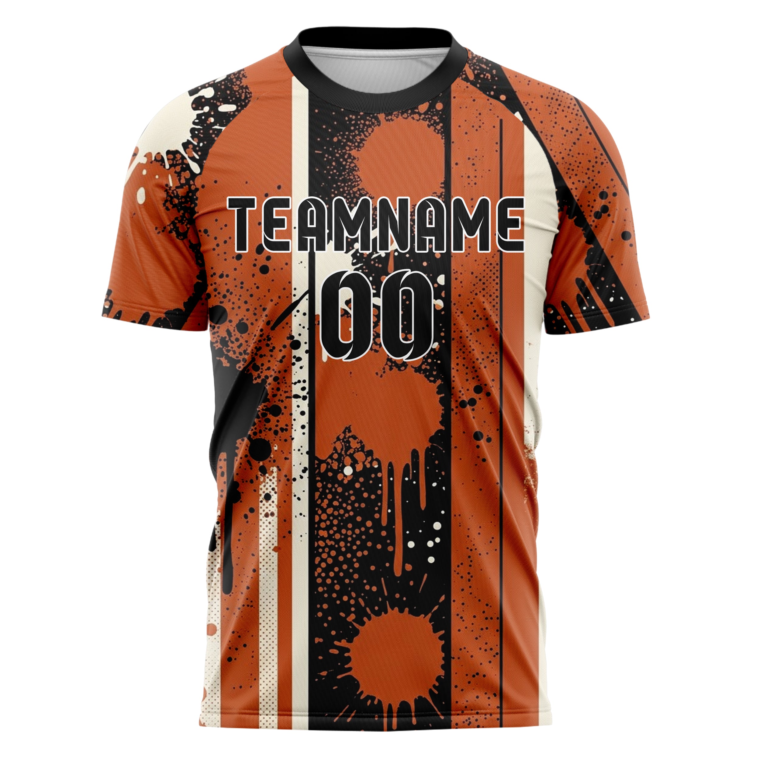 Schwarz Orange Creme Farbspritzer Explosion individuelles Fußballtrikot