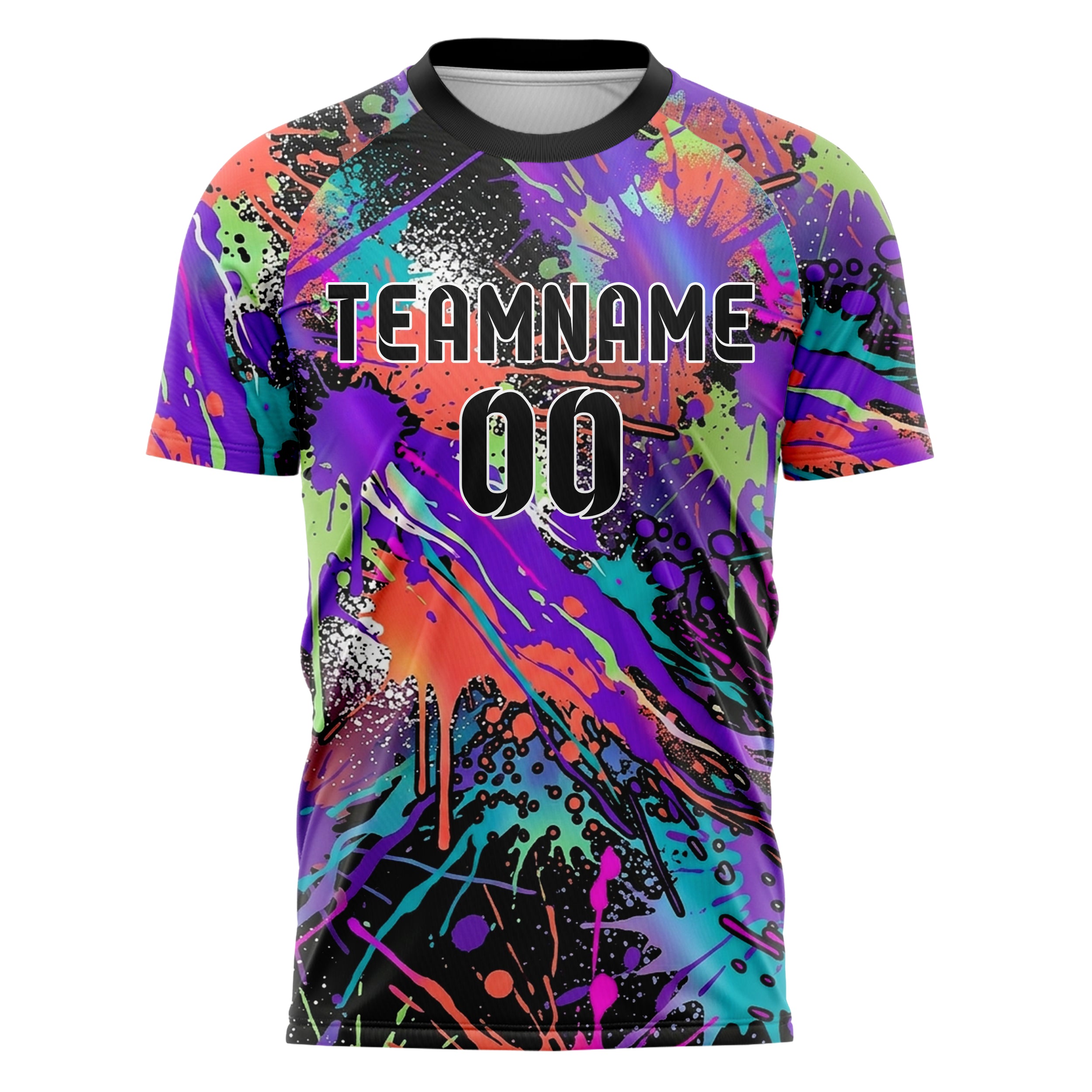 Schwarz Multicolor Splatter Farbspritzer Explosion individuelles Fußballtrikot