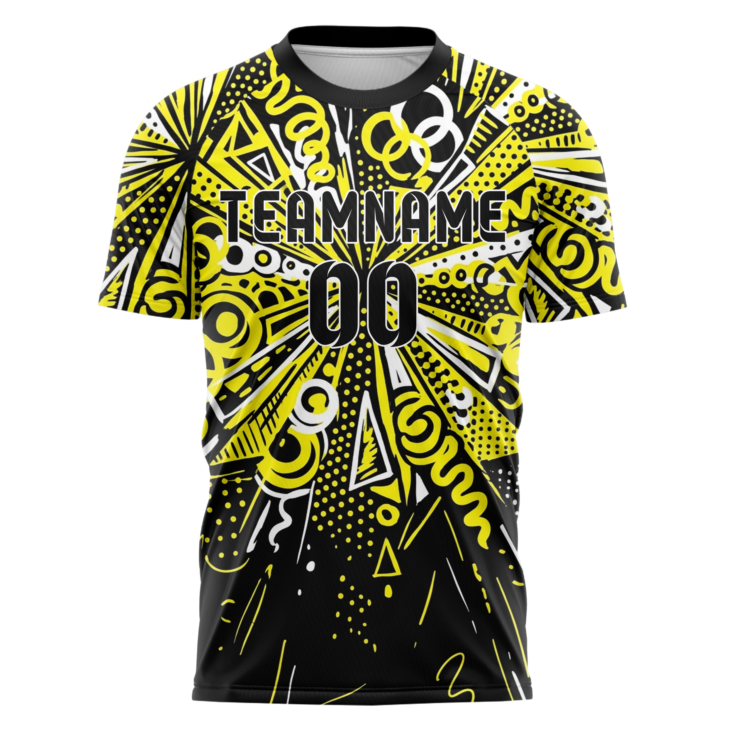 Schwarz Gelb Weiß geometrischer Memphis Mix individuelles Fußballtrikot