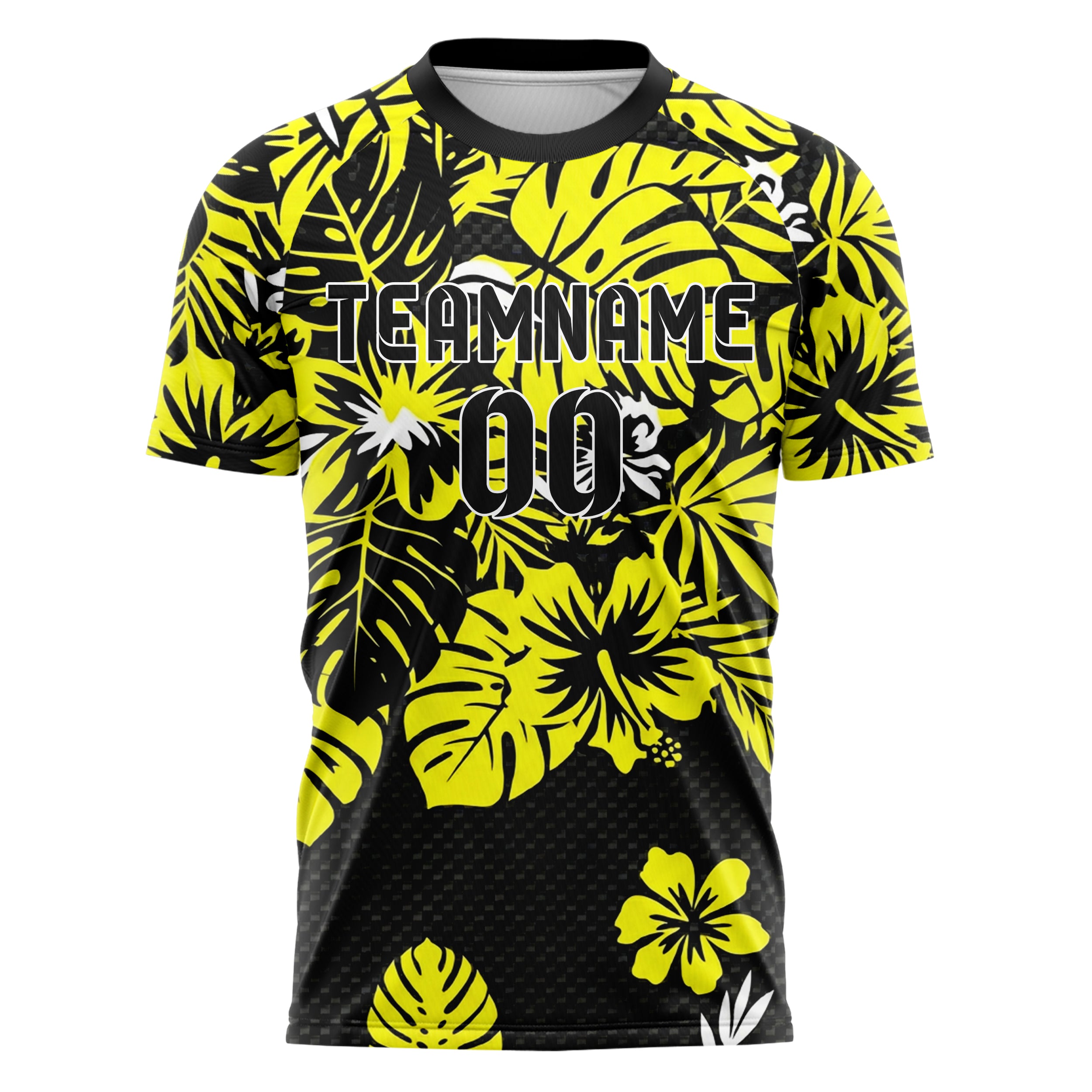 Schwarz Gelb Weiß markantes tropisch botanisches Design individuelles Fußballtrikot