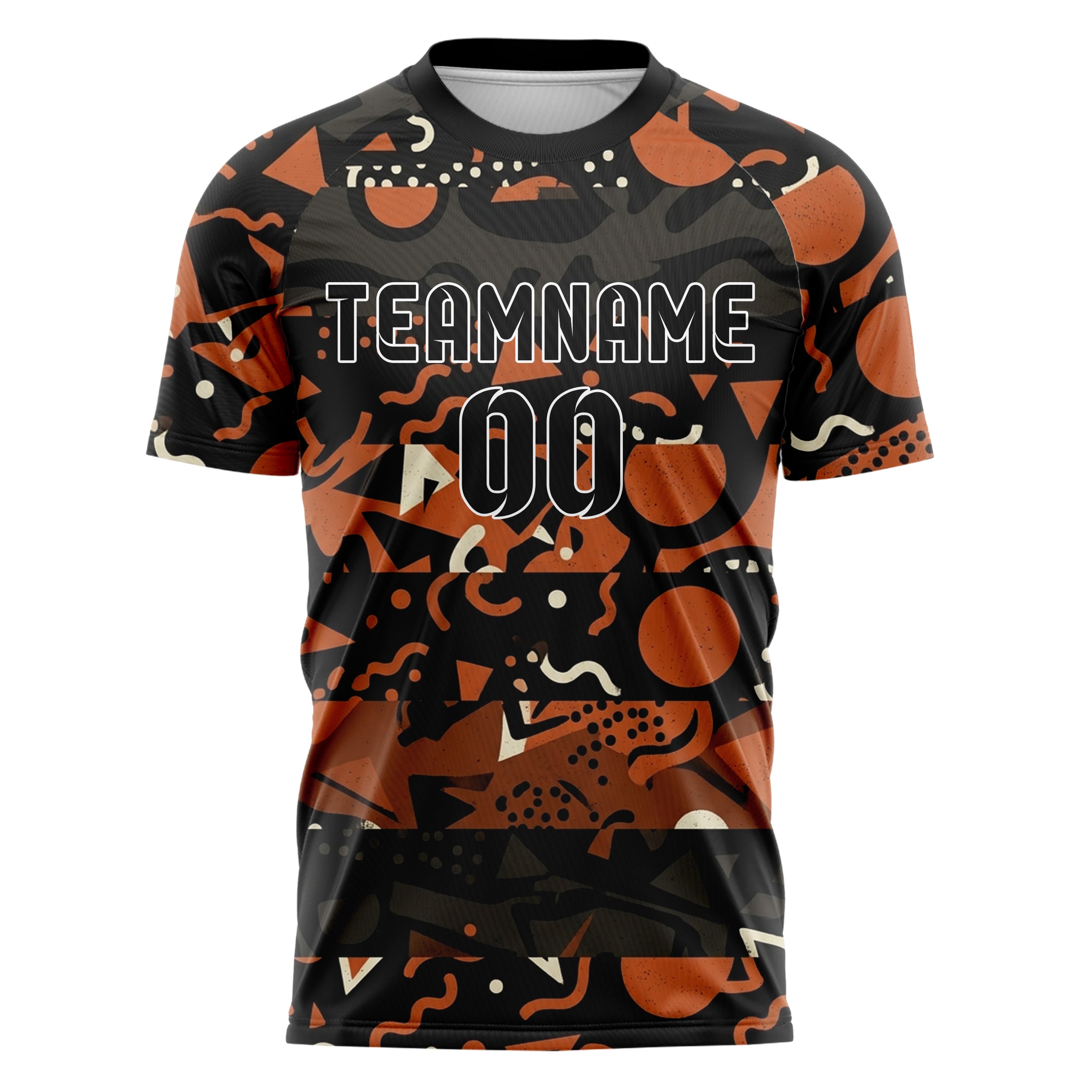 Schwarz Orange Creme geometrischer Memphis Mix individuelles Fußballtrikot