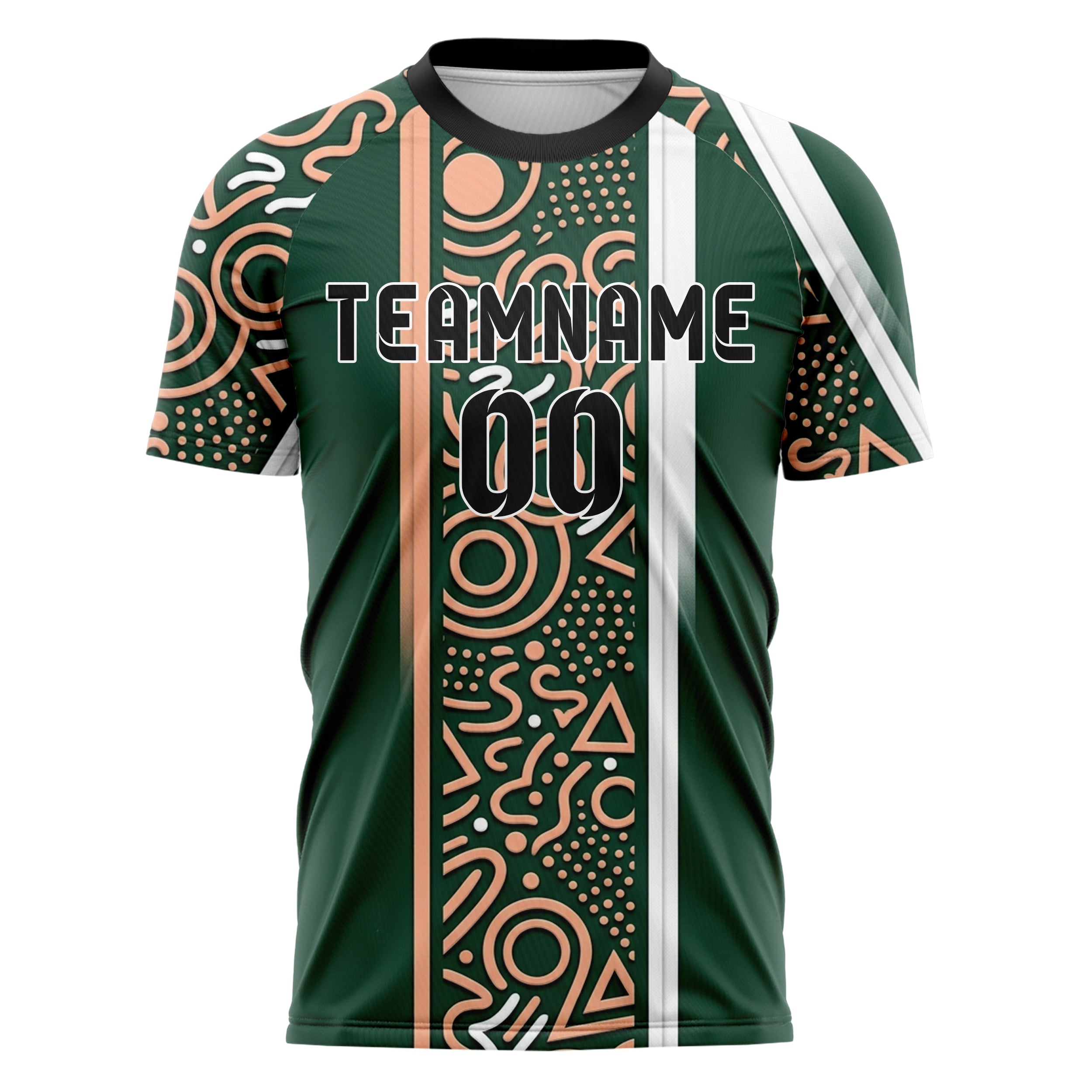 Waldgrün Pfirsich Weiß geometrischer Memphis Mix individuelles Fußballtrikot
