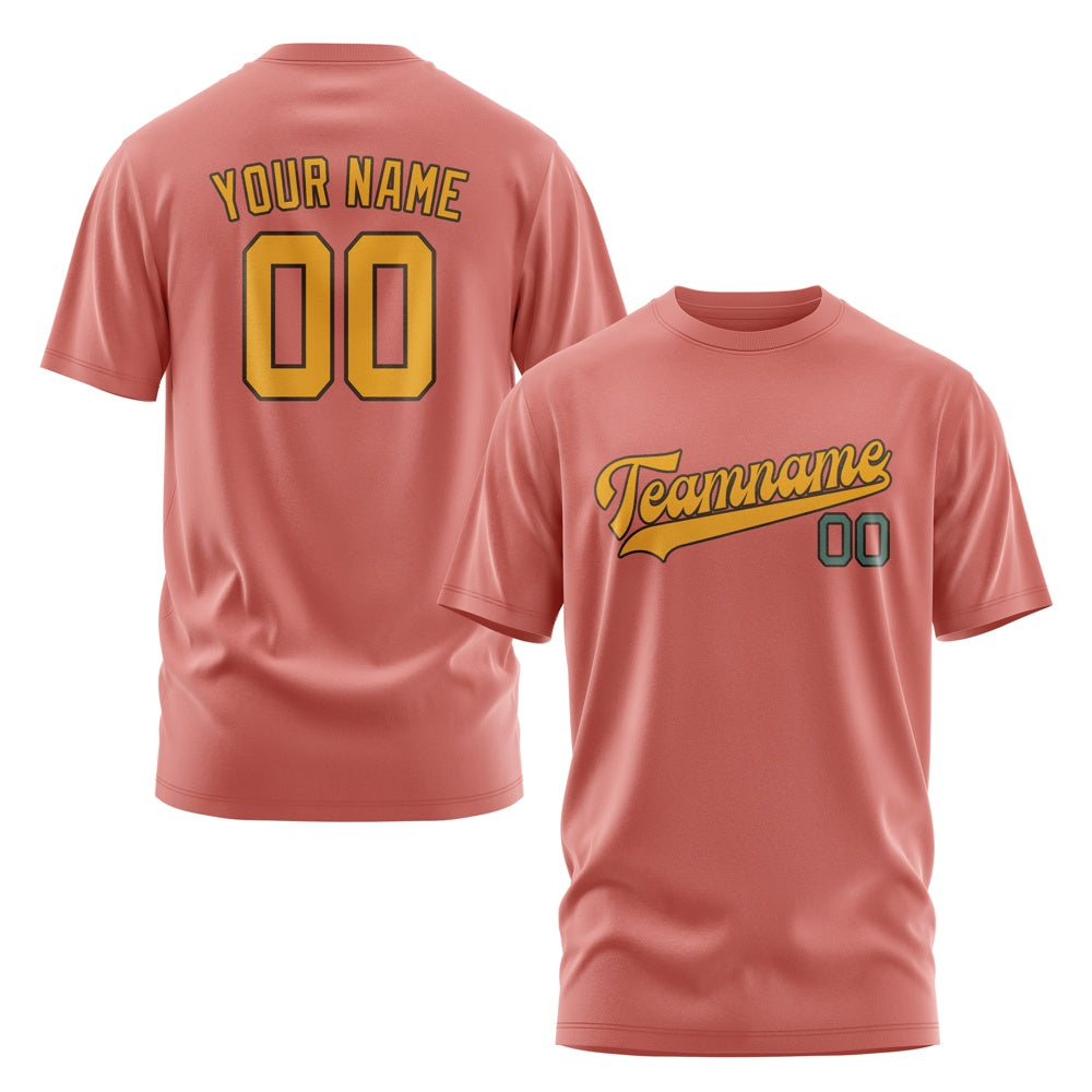 Maßgeschneidertes Kupferrose Gelb T-Shirt