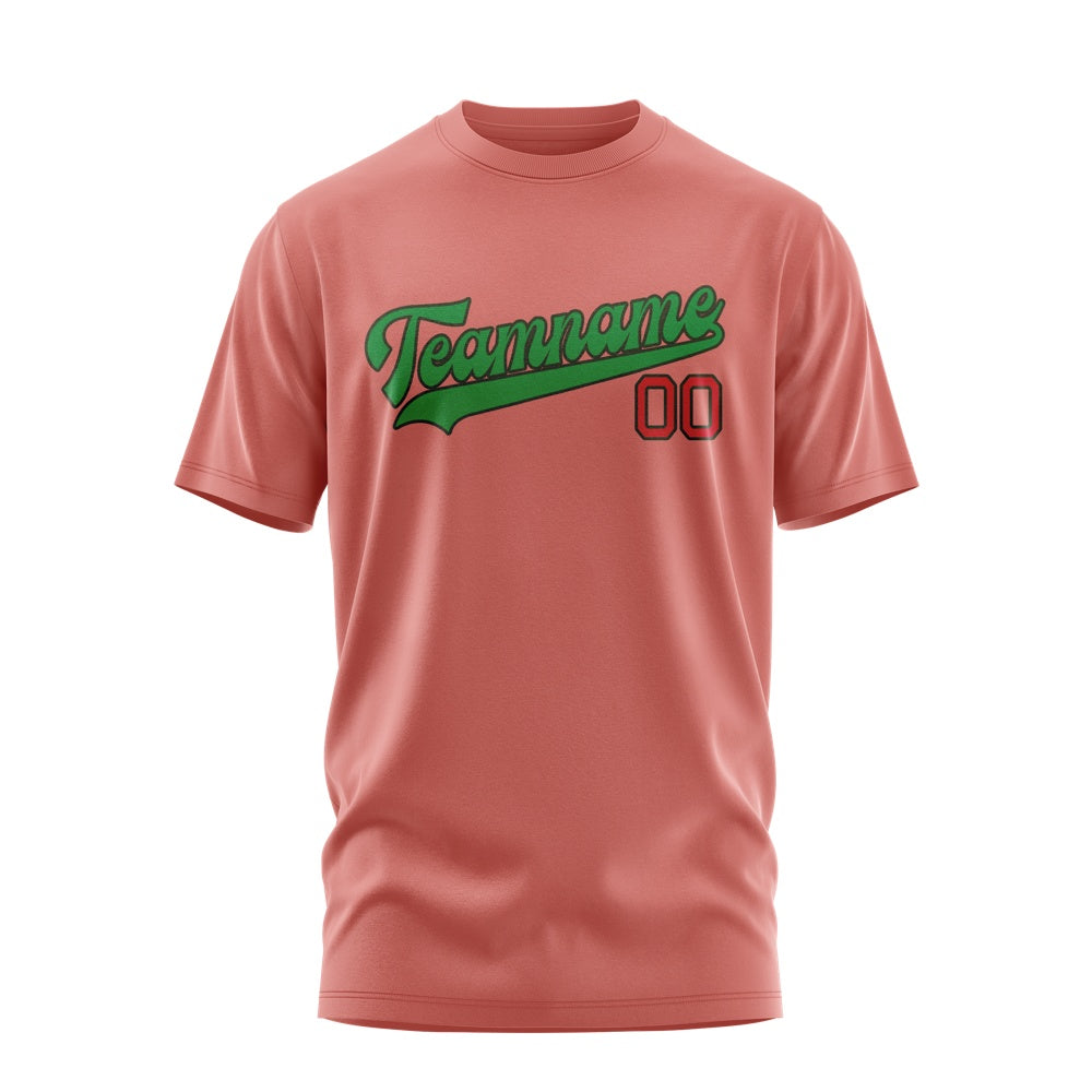 Maßgeschneidertes Kupferrose Smaragdgrün T-Shirt