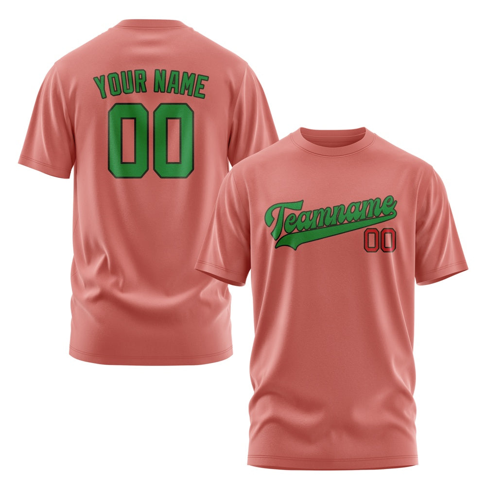 Maßgeschneidertes Kupferrose Smaragdgrün T-Shirt
