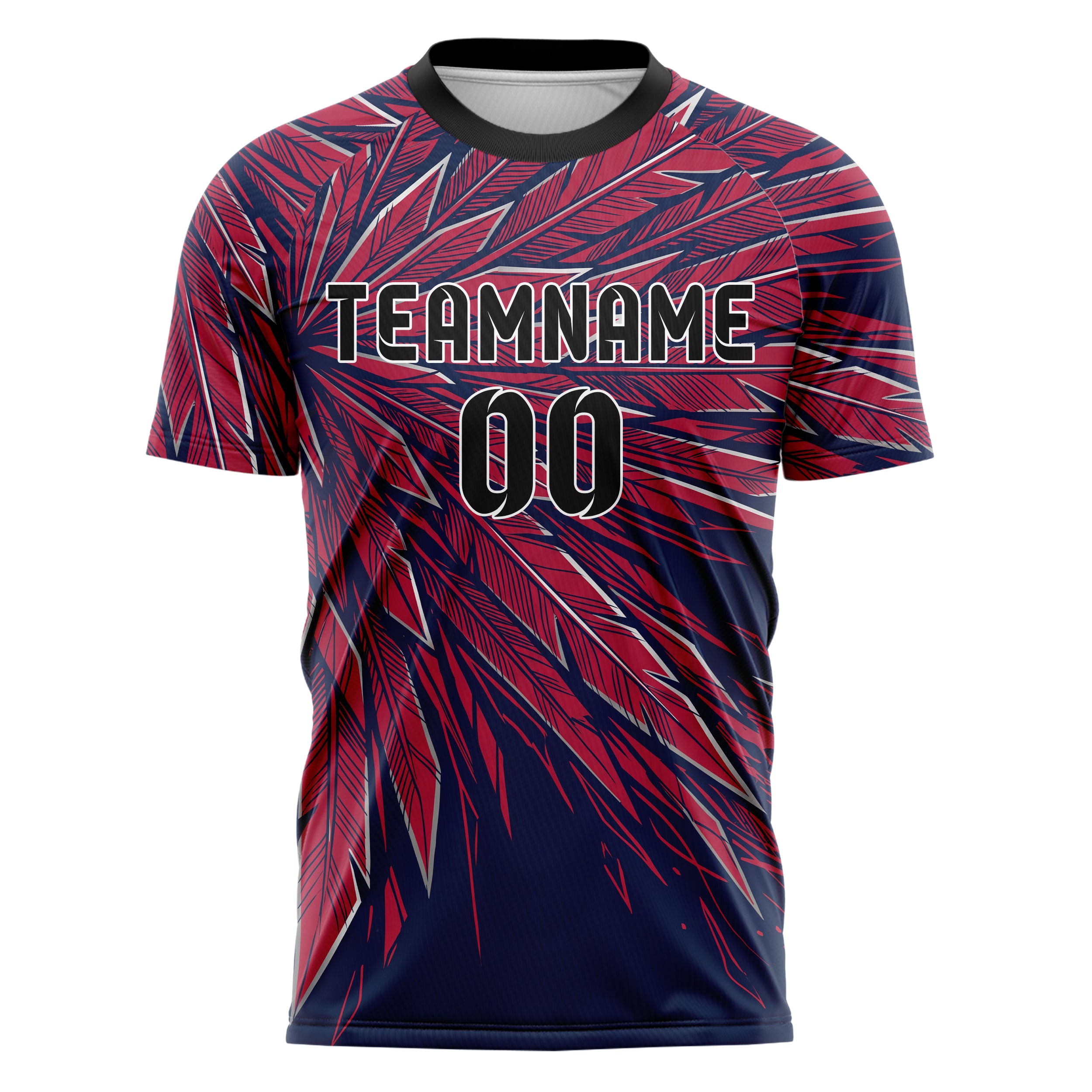 Marineblau Rot Silber Adler Feder Explosion individuelles Fußballtrikot