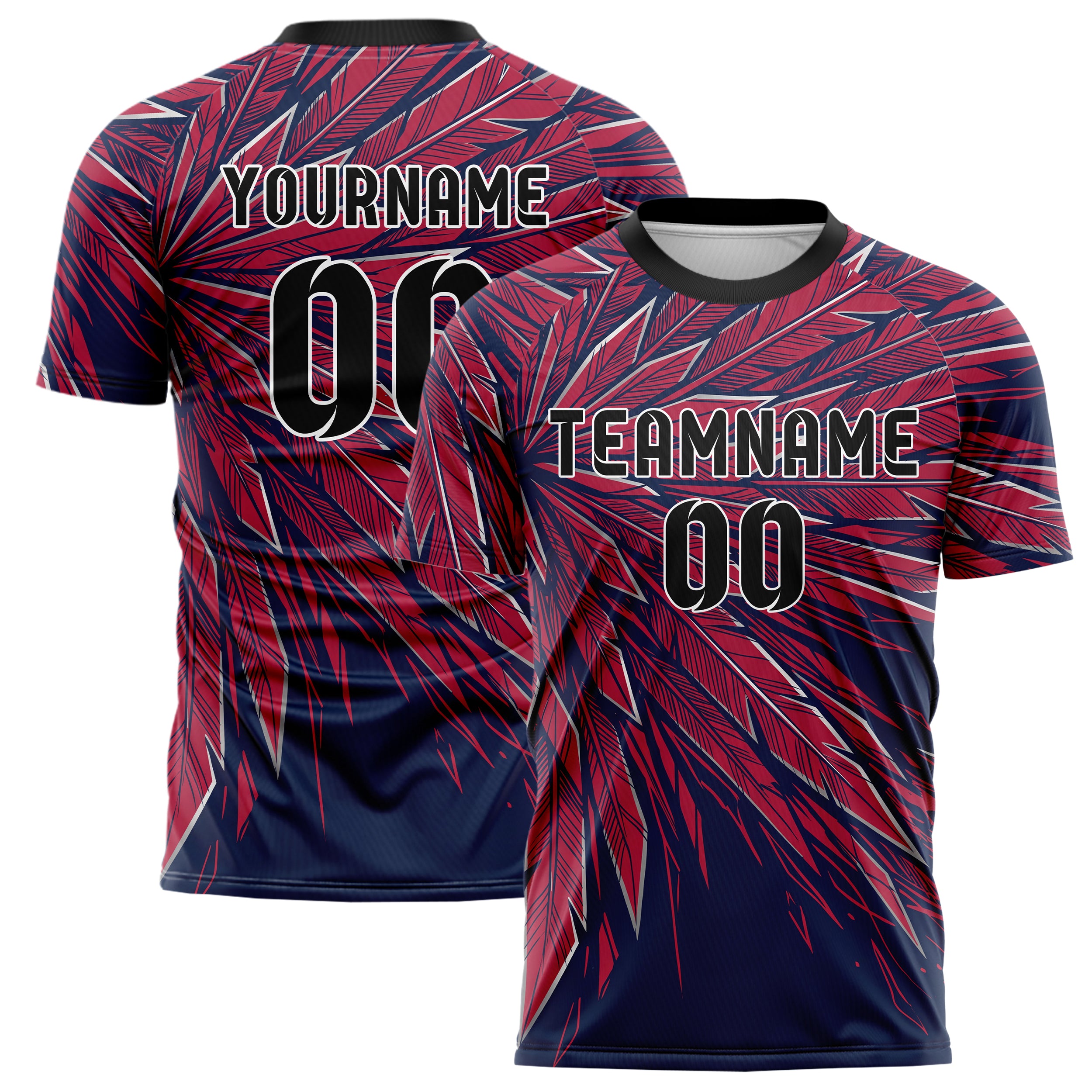Marineblau Rot Silber Adler Feder Explosion individuelles Fußballtrikot