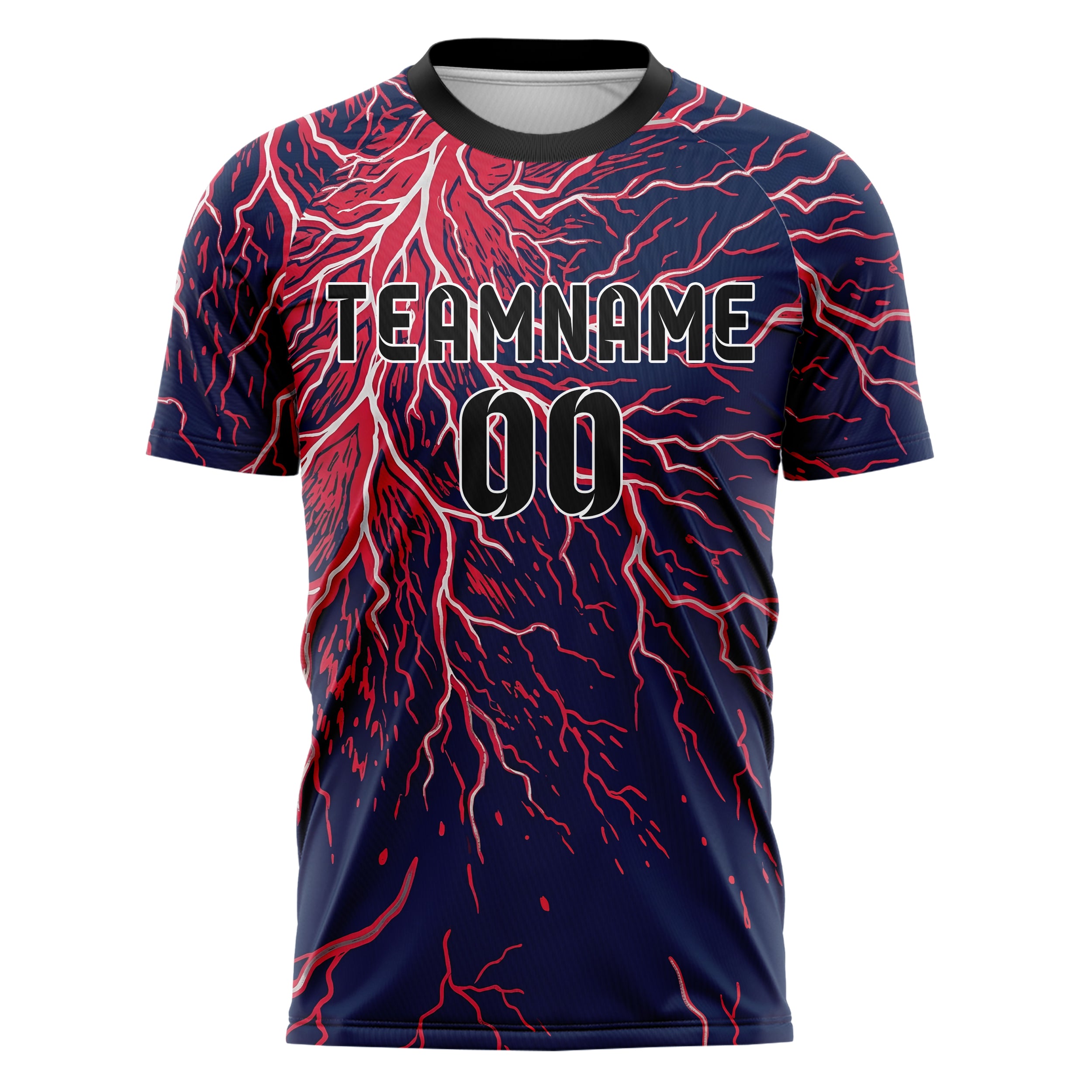 Marineblau Rot Silber Blitz Sturm individuelles Fußballtrikot