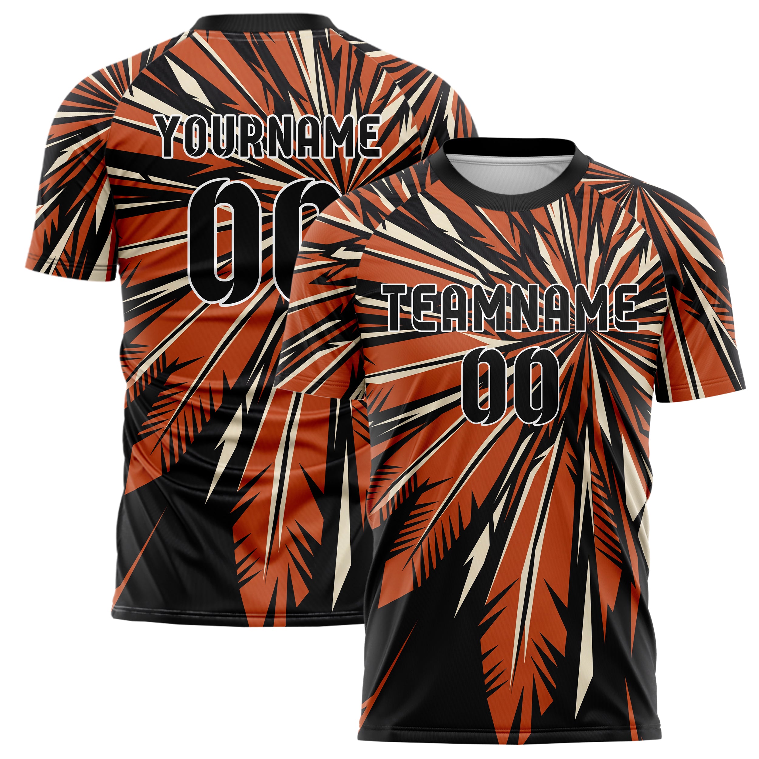 Schwarz Orange Weiß Adler Feder Explosion individuelles Fußballtrikot