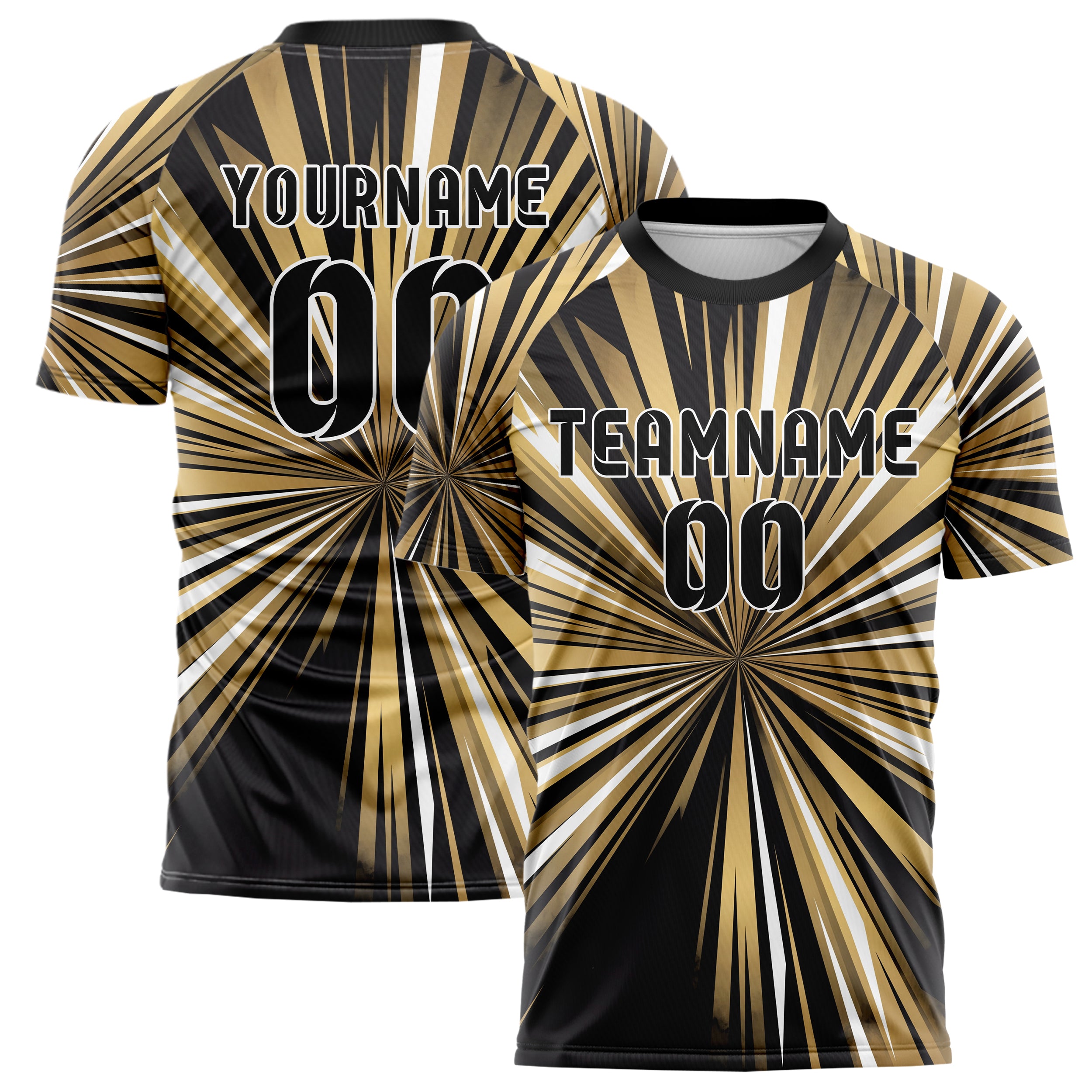 Schwarz Gold Weiß Geschwindigkeit Linien Wirbel individuelles Fußballtrikot