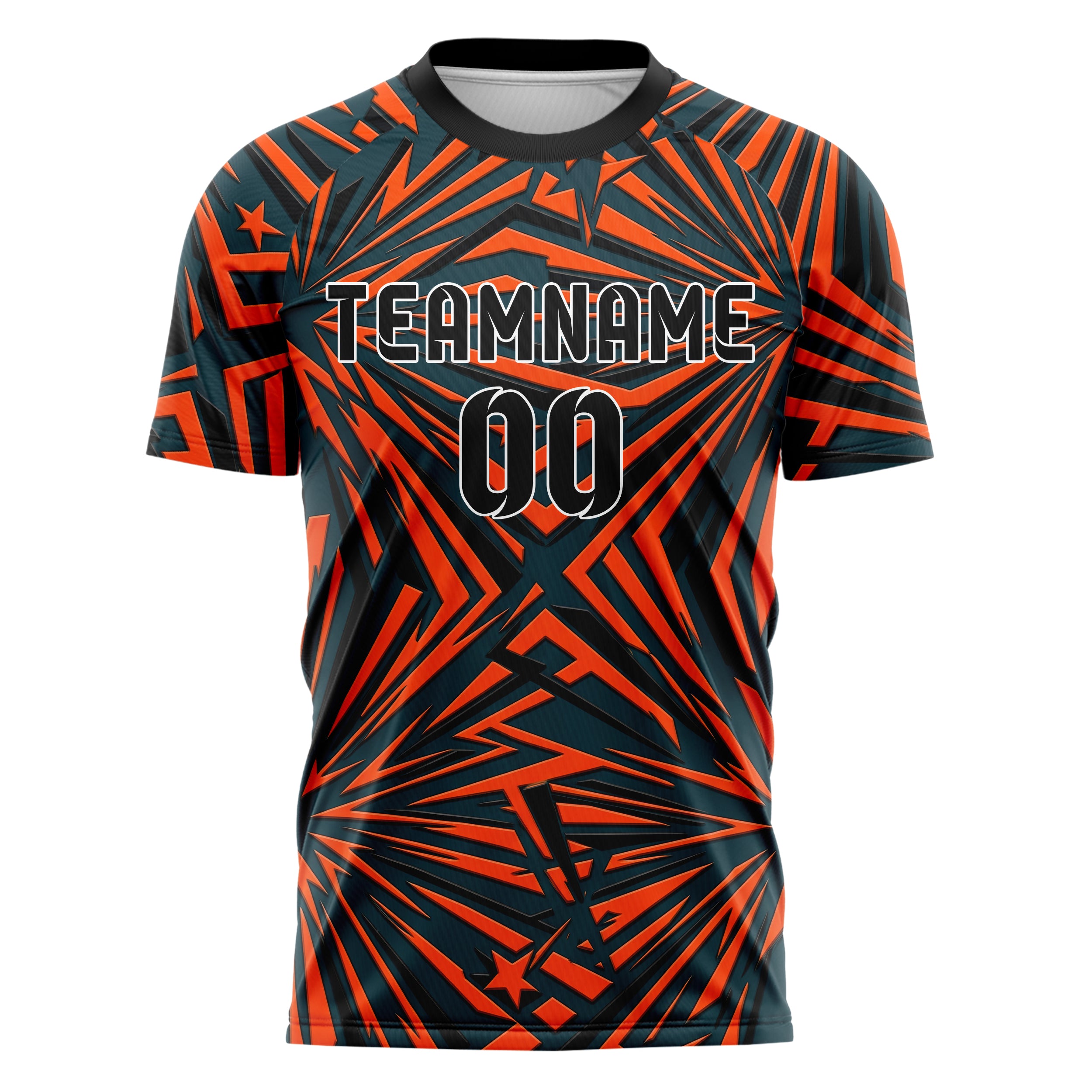 Petrol Orange Schwarz Stern Ausbruch patriotisch individuelles Fußballtrikot