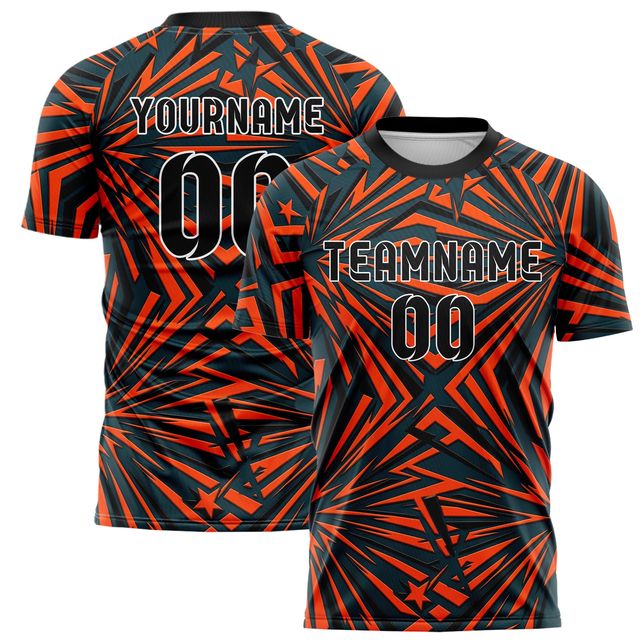 Petrol Orange Schwarz Stern Ausbruch patriotisch individuelles Fußballtrikot