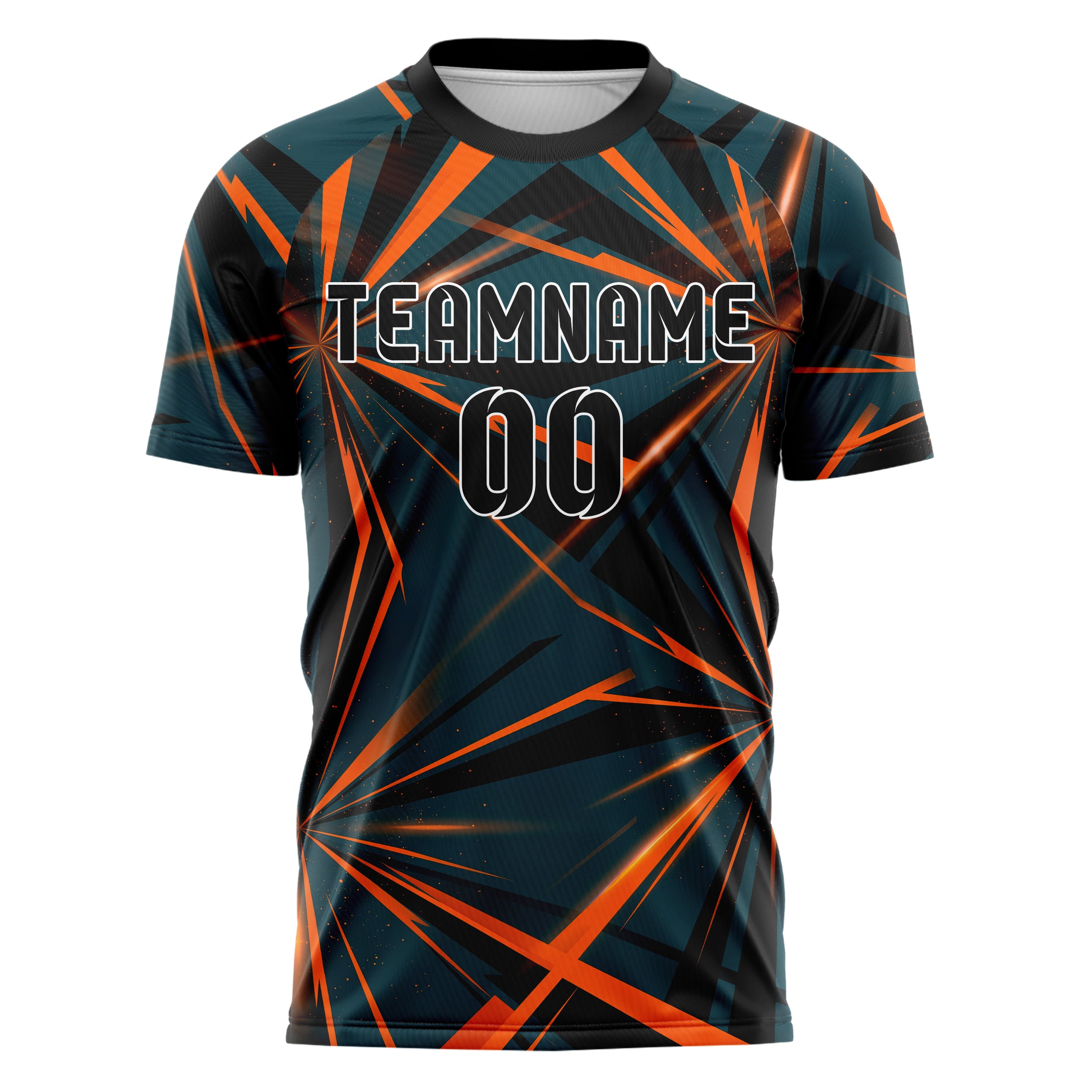 Petrol Orange Schwarz Stadion Licht Ausbruch individuelles Fußballtrikot