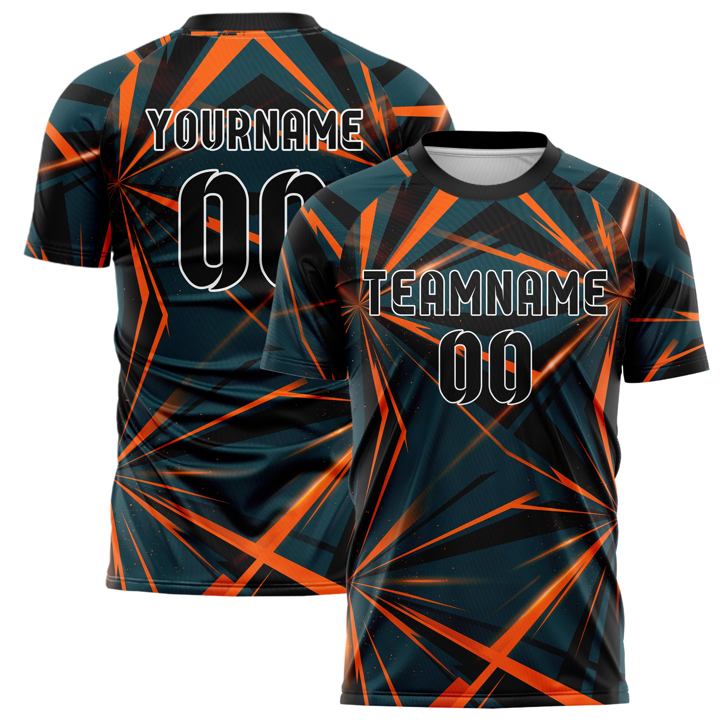 Petrol Orange Schwarz Stadion Licht Ausbruch individuelles Fußballtrikot