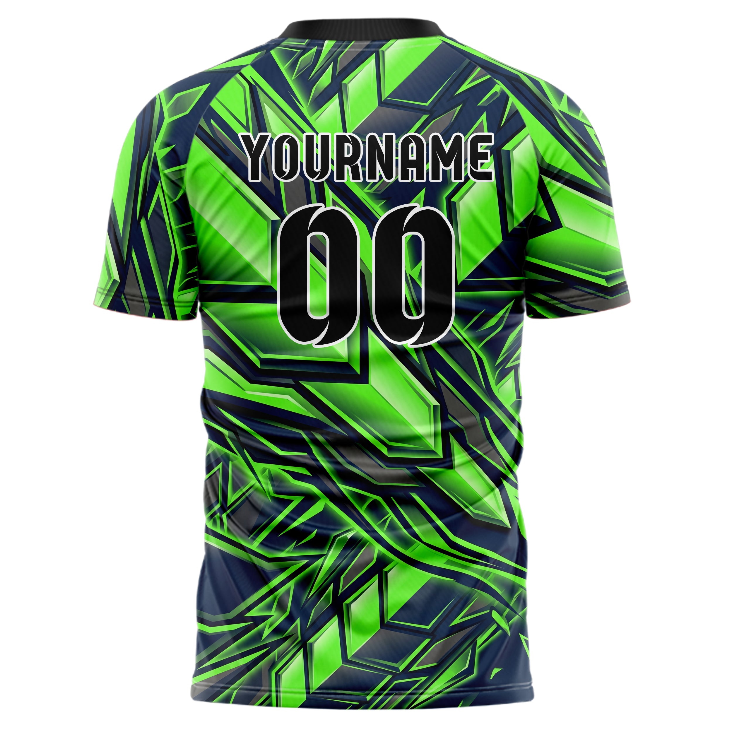 Marineblau Neon Grün geometrisch Rüstung Platte individuelles Fußballtrikot