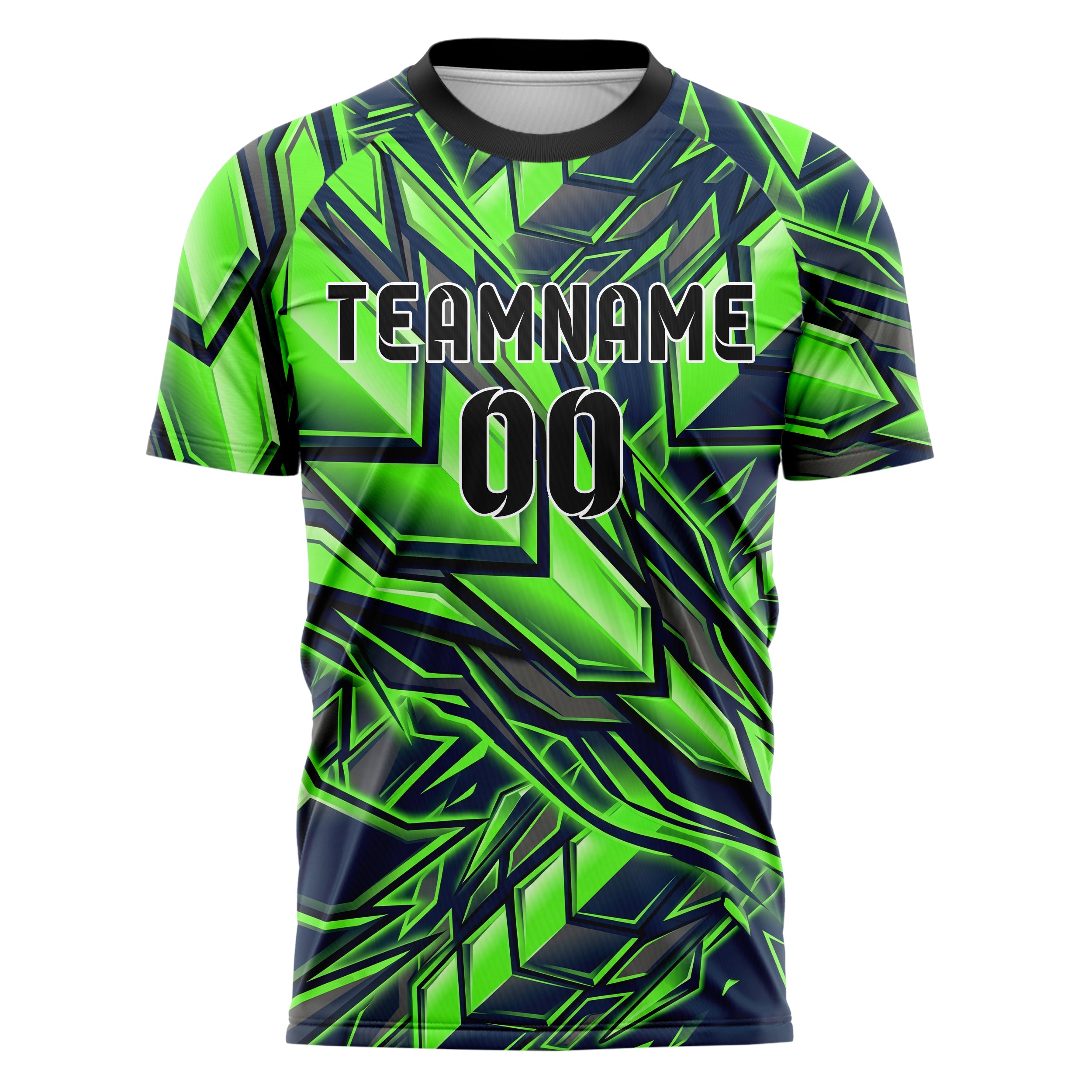 Marineblau Neon Grün geometrisch Rüstung Platte individuelles Fußballtrikot